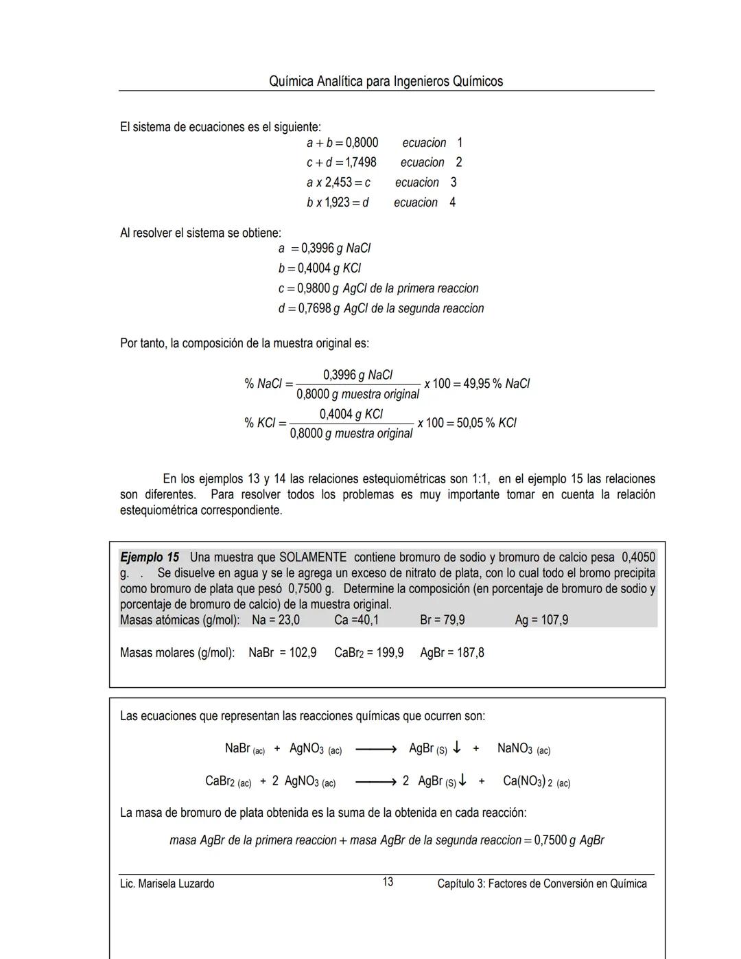 Química Analítica para Ingenieros Químicos
CAPÍTULO 3 FACTORES DE CONVERSION EN QUIMICA
CONTENIDO:
Factores de conversión de unidades
Factor