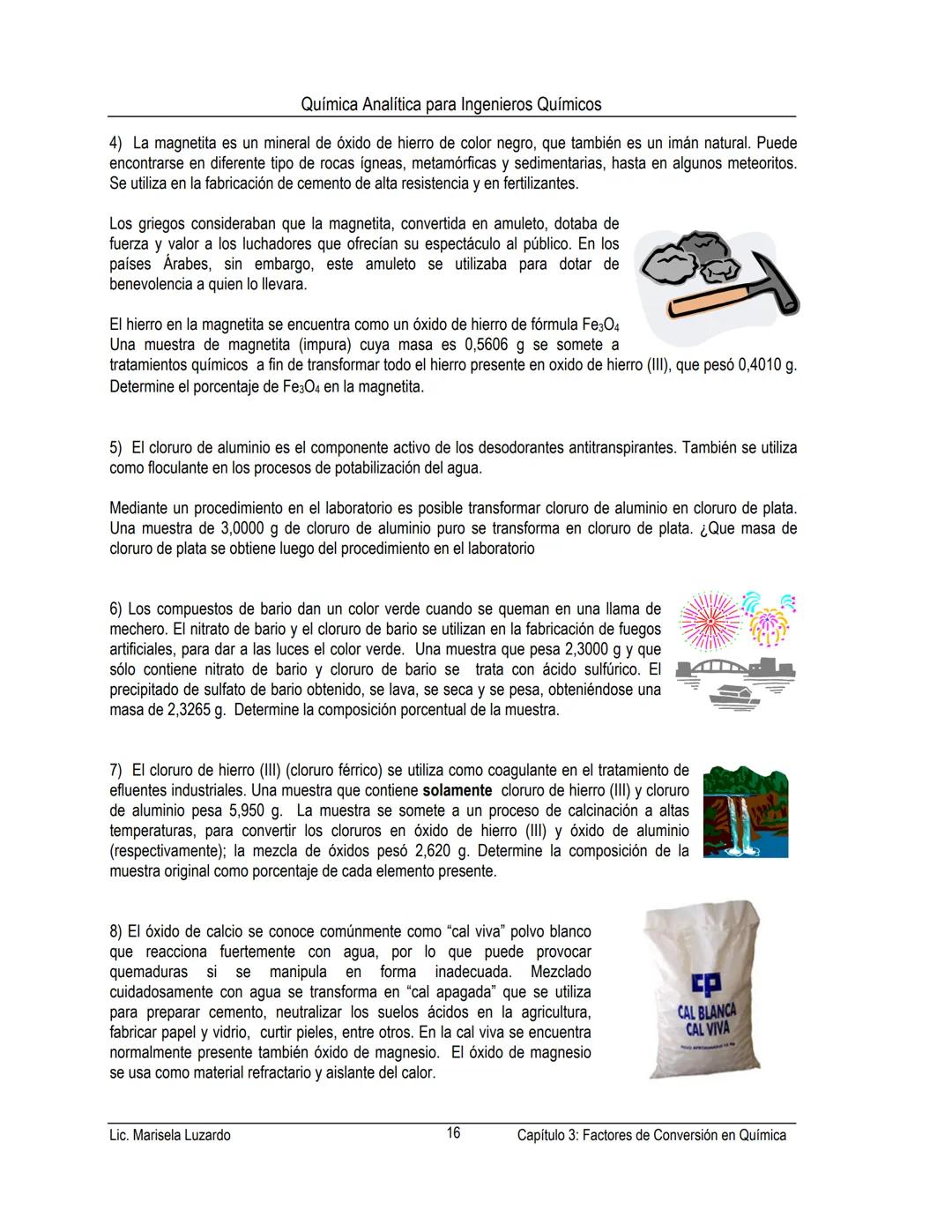 Química Analítica para Ingenieros Químicos
CAPÍTULO 3 FACTORES DE CONVERSION EN QUIMICA
CONTENIDO:
Factores de conversión de unidades
Factor