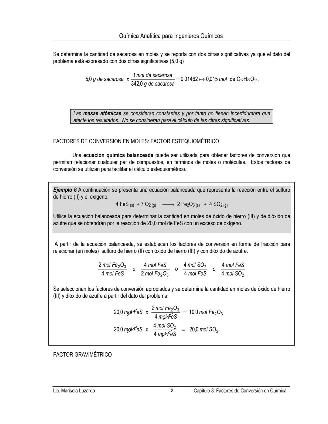 Química Analítica para Ingenieros Químicos
CAPÍTULO 3 FACTORES DE CONVERSION EN QUIMICA
CONTENIDO:
Factores de conversión de unidades
Factor