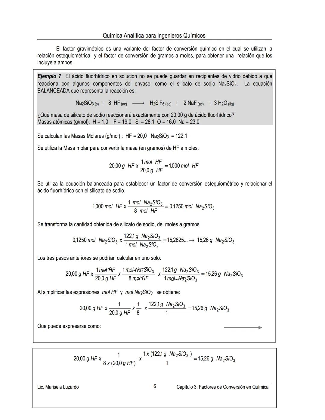 Química Analítica para Ingenieros Químicos
CAPÍTULO 3 FACTORES DE CONVERSION EN QUIMICA
CONTENIDO:
Factores de conversión de unidades
Factor