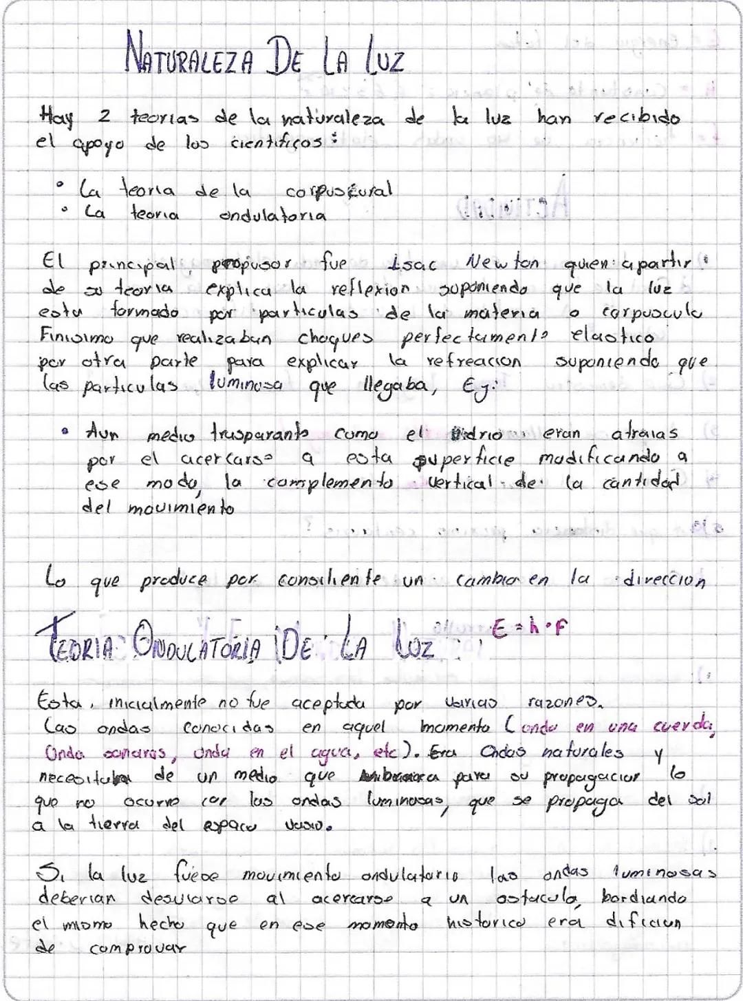 # NATURALEZA DE LA LUZ
Hay 2 teorias de la naturaleza de ke luz han recibido
el apoyo de los cientificos:
د
* La teoria de la corpuseur