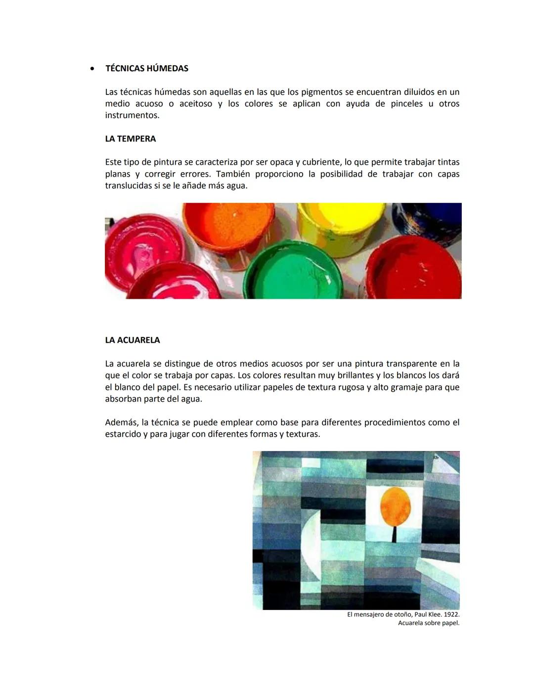 # TÉCNICAS ARTÍSTICAS
Para el estudio descriptivo de una obra de arte es importante considerar los aspectos técnicos y
materiales con que l