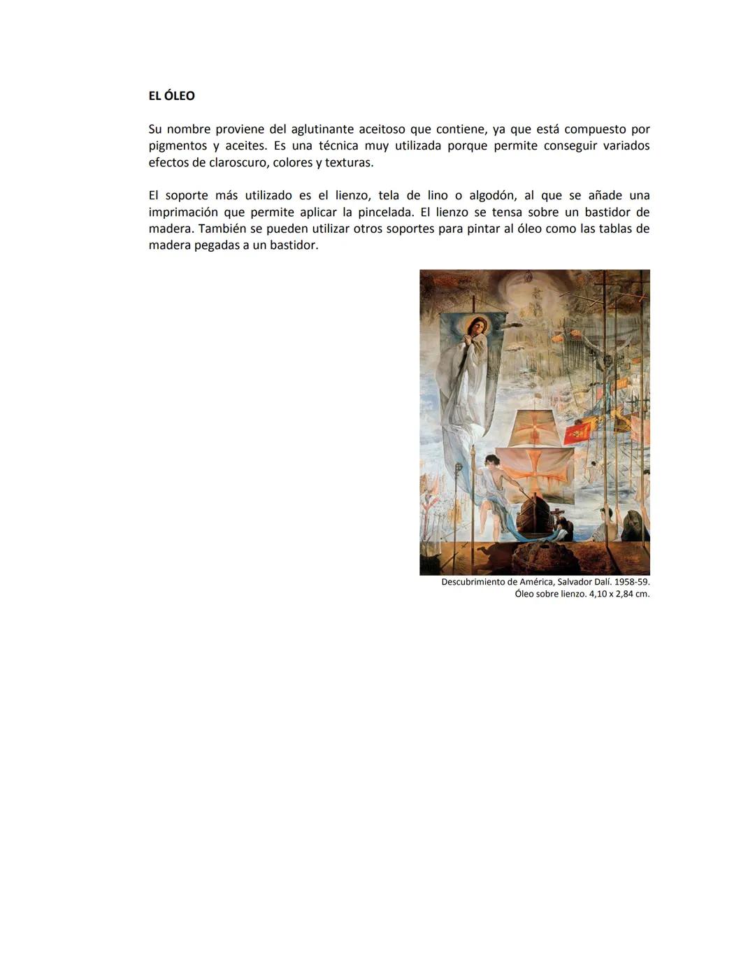 # TÉCNICAS ARTÍSTICAS
Para el estudio descriptivo de una obra de arte es importante considerar los aspectos técnicos y
materiales con que l