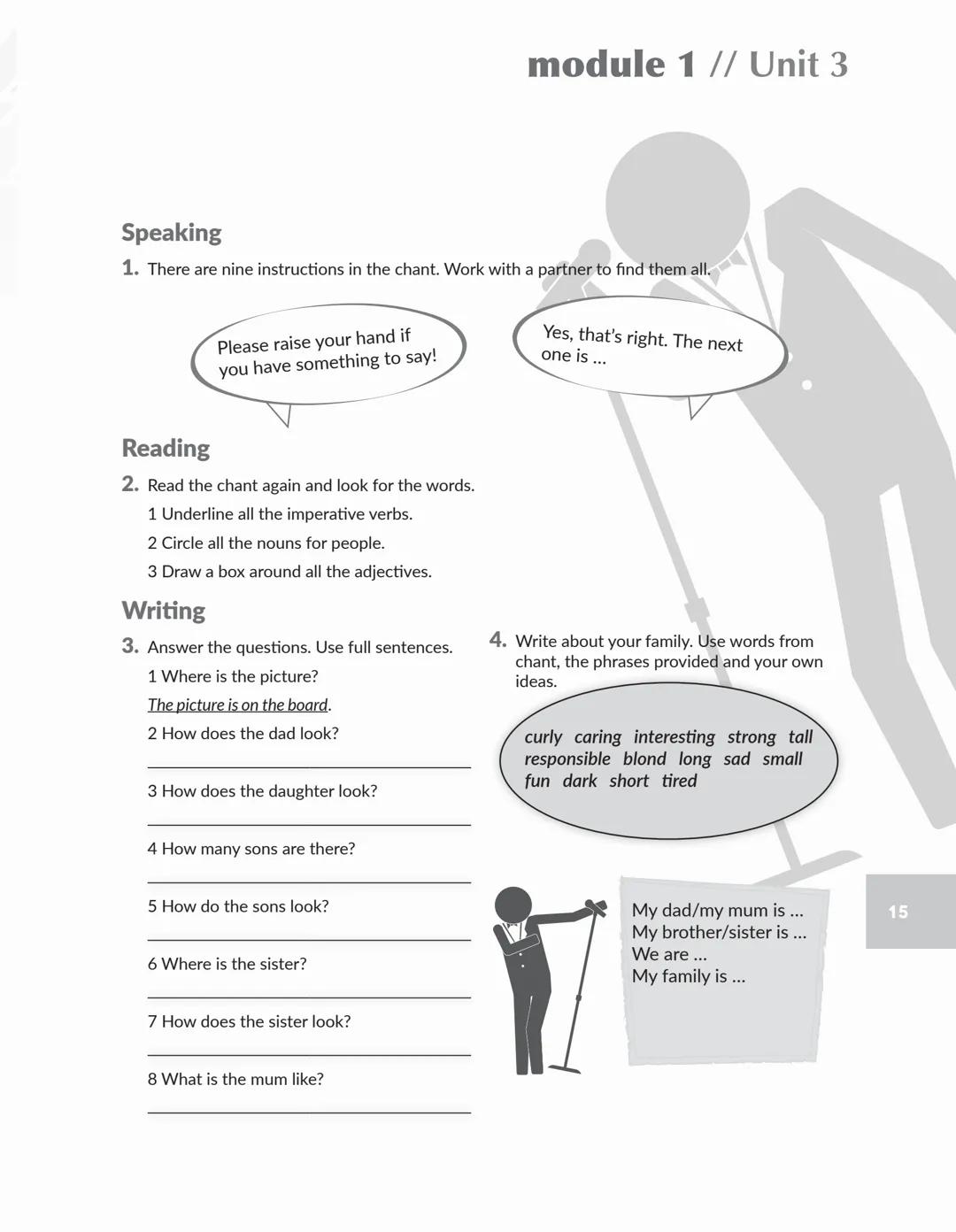 module 1 // Unit 3
MUnit »3 wwwwww
My People
Lesson »Family Life
1. Look at the picture of this famous family and complete
the sentences wit