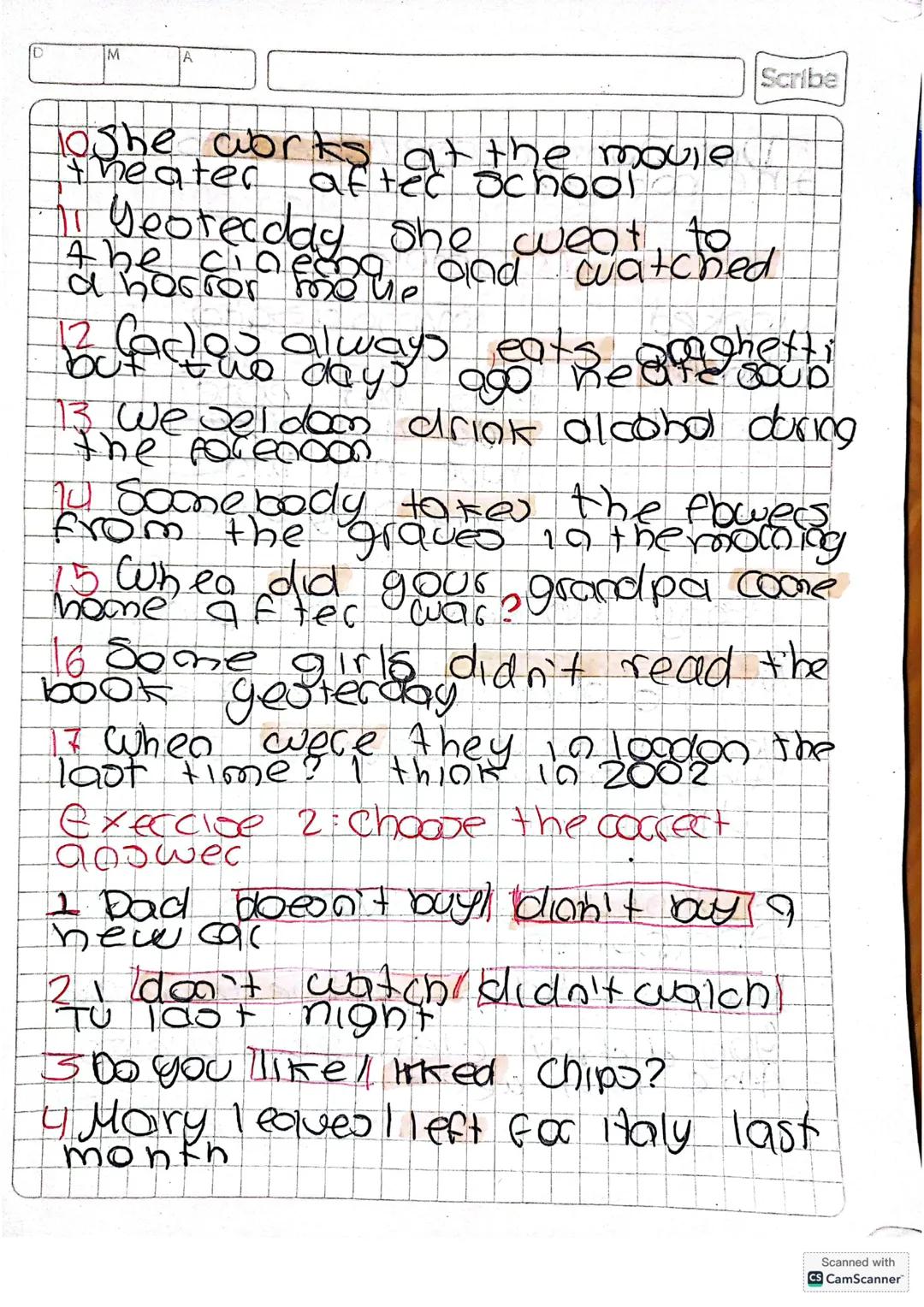 M
Scribe
Present Simple ac past simple
present simple
we use present simple to
Talk about routines, true
facts and actions that always
the s