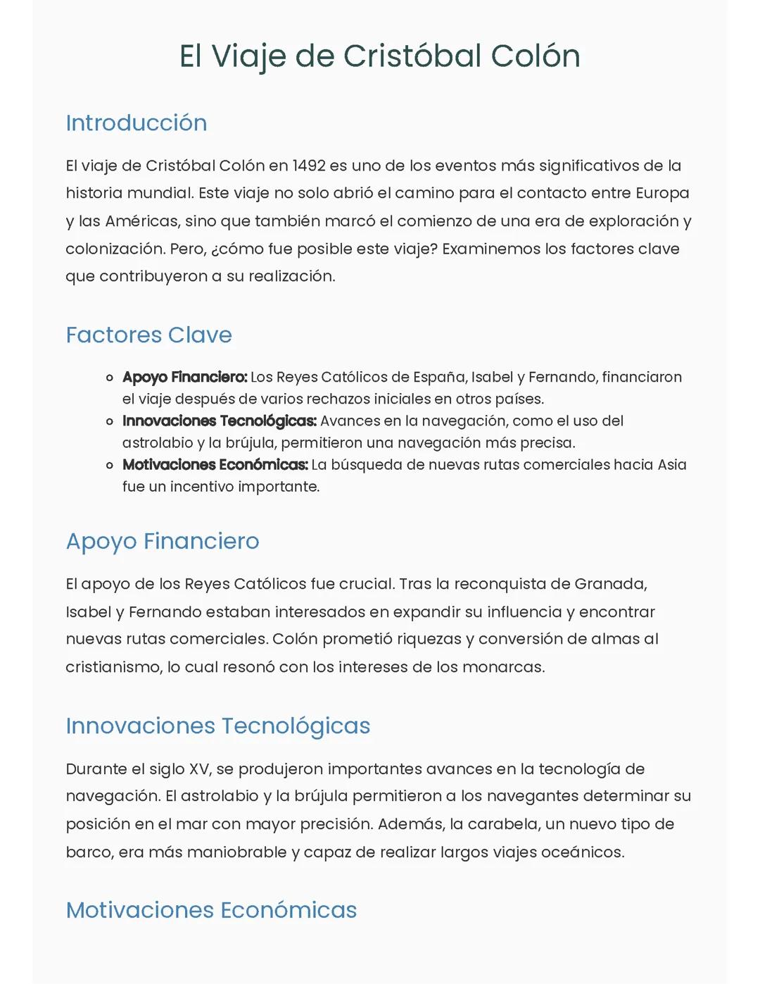 El Viaje de Cristóbal Colón