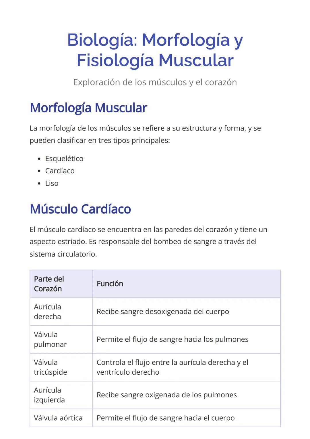 # Biología: Morfología y
# Fisiología Muscular
Exploración de los músculos y el corazón
# Morfología Muscular
La morfología de los músculos