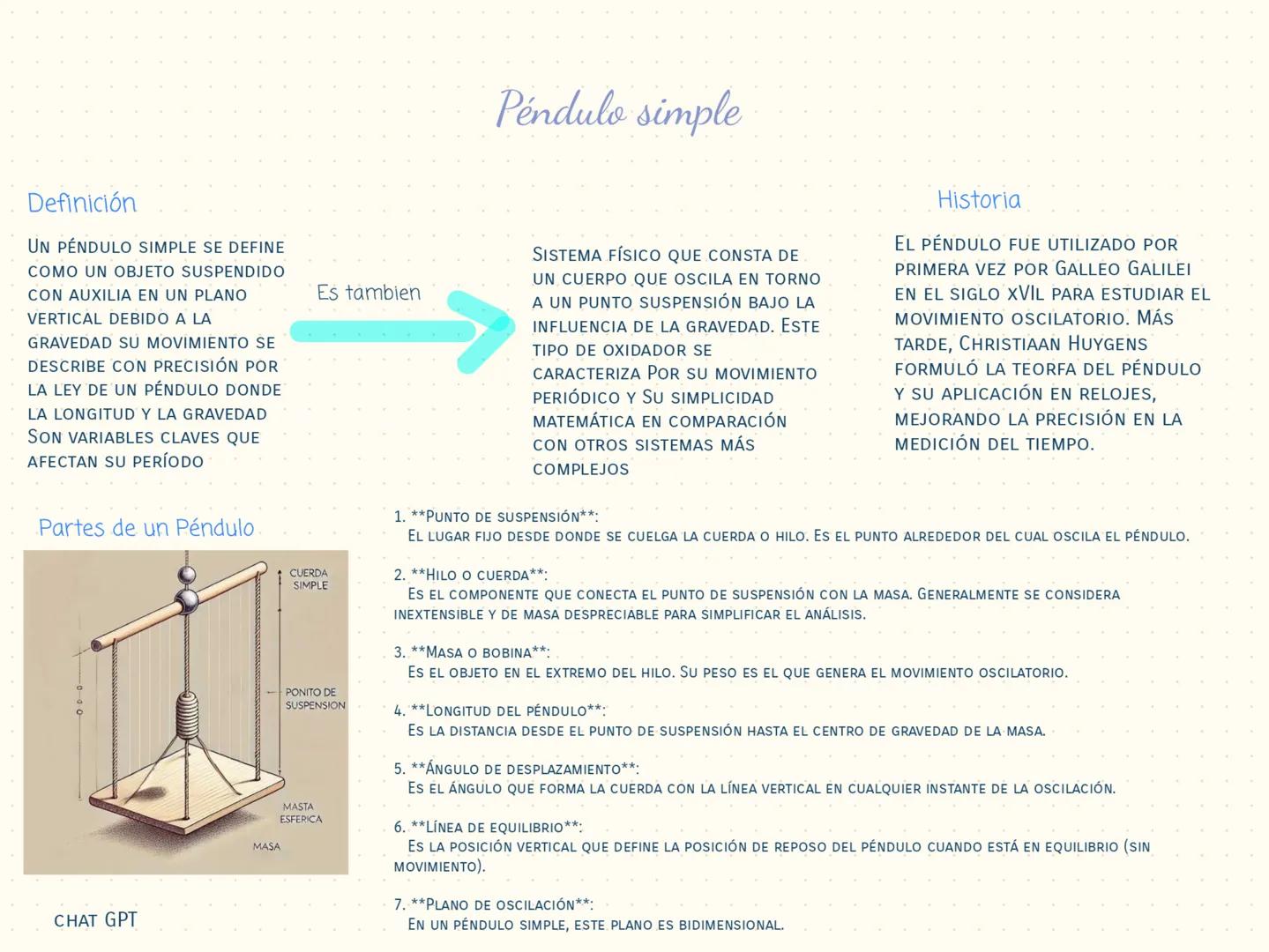 Definición
UN PÉNDULO SIMPLE SE DEFINE
COMO UN OBJETO SUSPENDIDO
CON AUXILIA EN UN PLANO
VERTICAL DEBIDO A LA
GRAVEDAD SU MOVIMIENTO SE
DESC