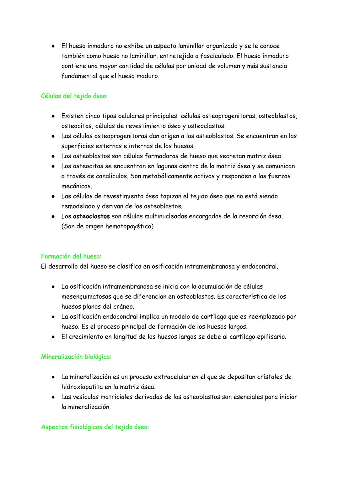 Tejido óseo
Generalidades
Estructura general de los huesos:
Los huesos son los órganos del sistema esquelético y el tejido óseo es su compon