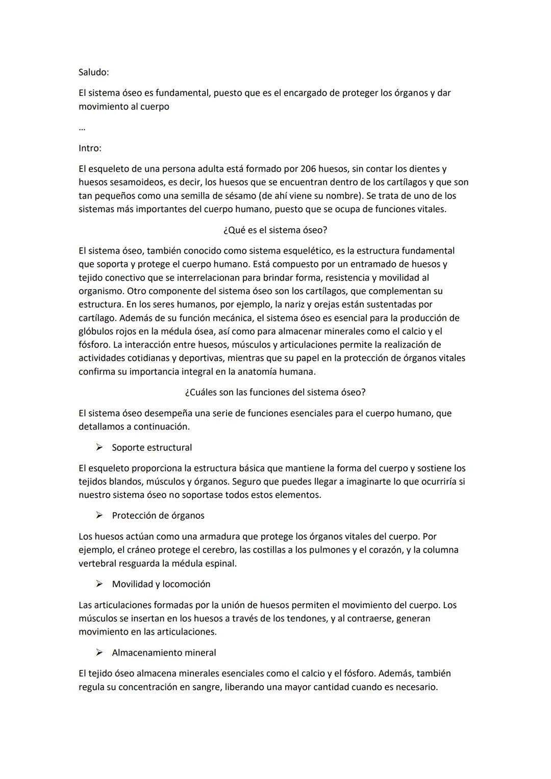 Saludo:
El sistema óseo es fundamental, puesto que es el encargado de proteger los órganos y dar
movimiento al cuerpo
Intro:
El esqueleto