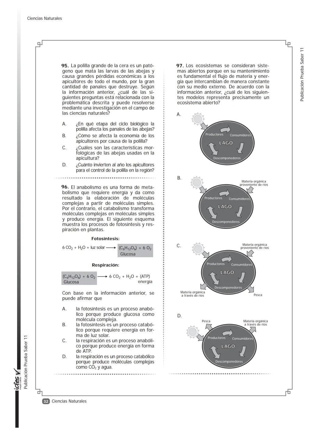 --- OCR Start ---
icfes V
saber 11°
CUADERNILLO
DE PREGUNTAS
SABER 11° 2014
Cuadernillo de prueba
Ejemplo de preguntas
11° grado
--- OCR End