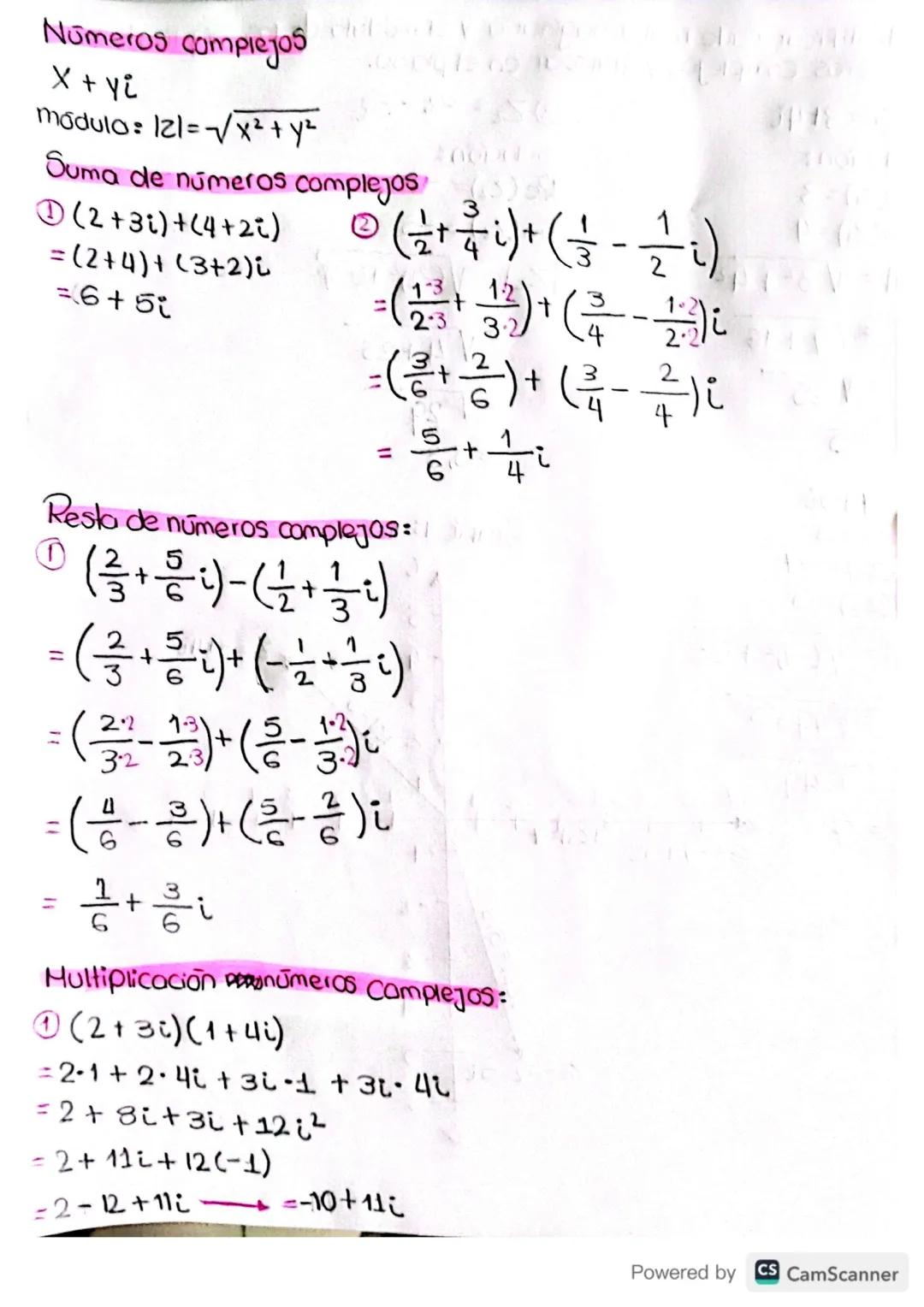 # Números complejos
X + vi
modulo: 121=-$\\sqrt{x²+ y²}$
Suma de números complejos
(2+3)+(4+2℃)
= (2+2)+(3+2)
19+9=
2
4
?(블-블)+(+)=