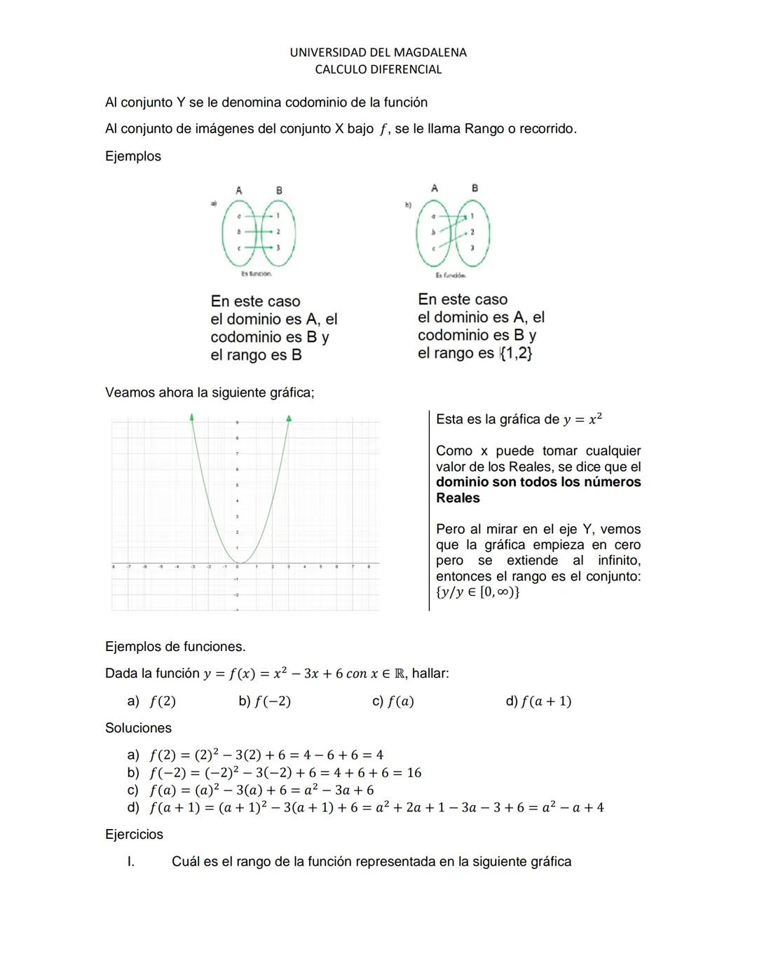 --- OCR Start ---
UNIVERSIDAD DEL MAGDALENA
CALCULO DIFERENCIAL
GUIA #1
Aprendizajes esperados:
- Determina cuando una relación entre dos co