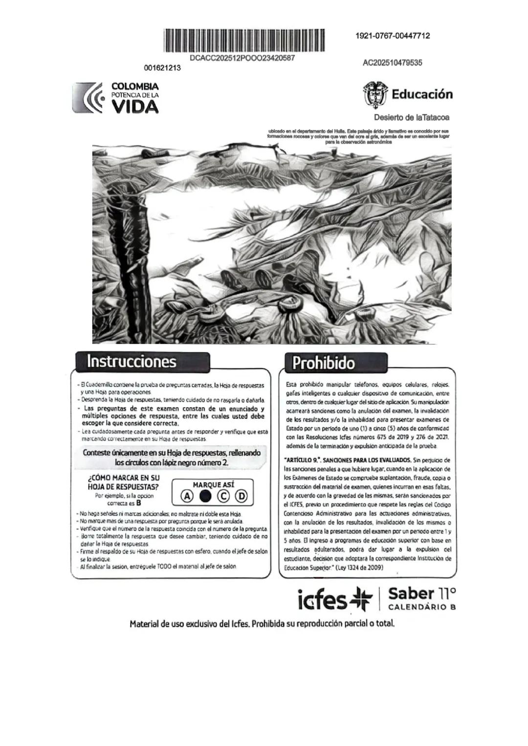 Simulacro ICFES primera sesión calendario B filtrado 2025