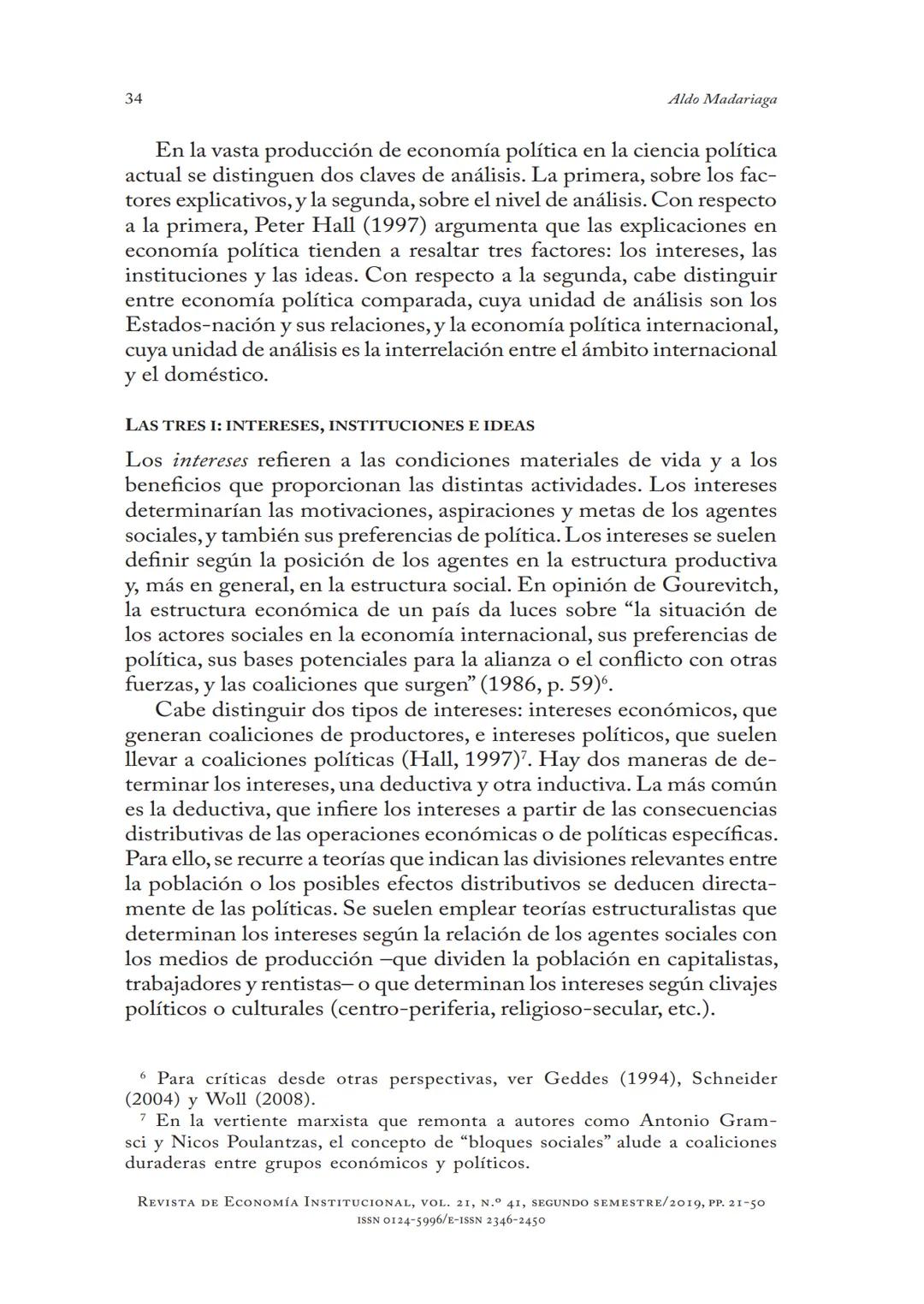 # EL RESURGIMIENTO
DE LA ECONOMÍA POLÍTICA
EN LA CIENCIA
POLÍTICA ACTUAL
Aldo Madariaga
* DOI: https://doi.org/10.18601/01245996.v21n41.02