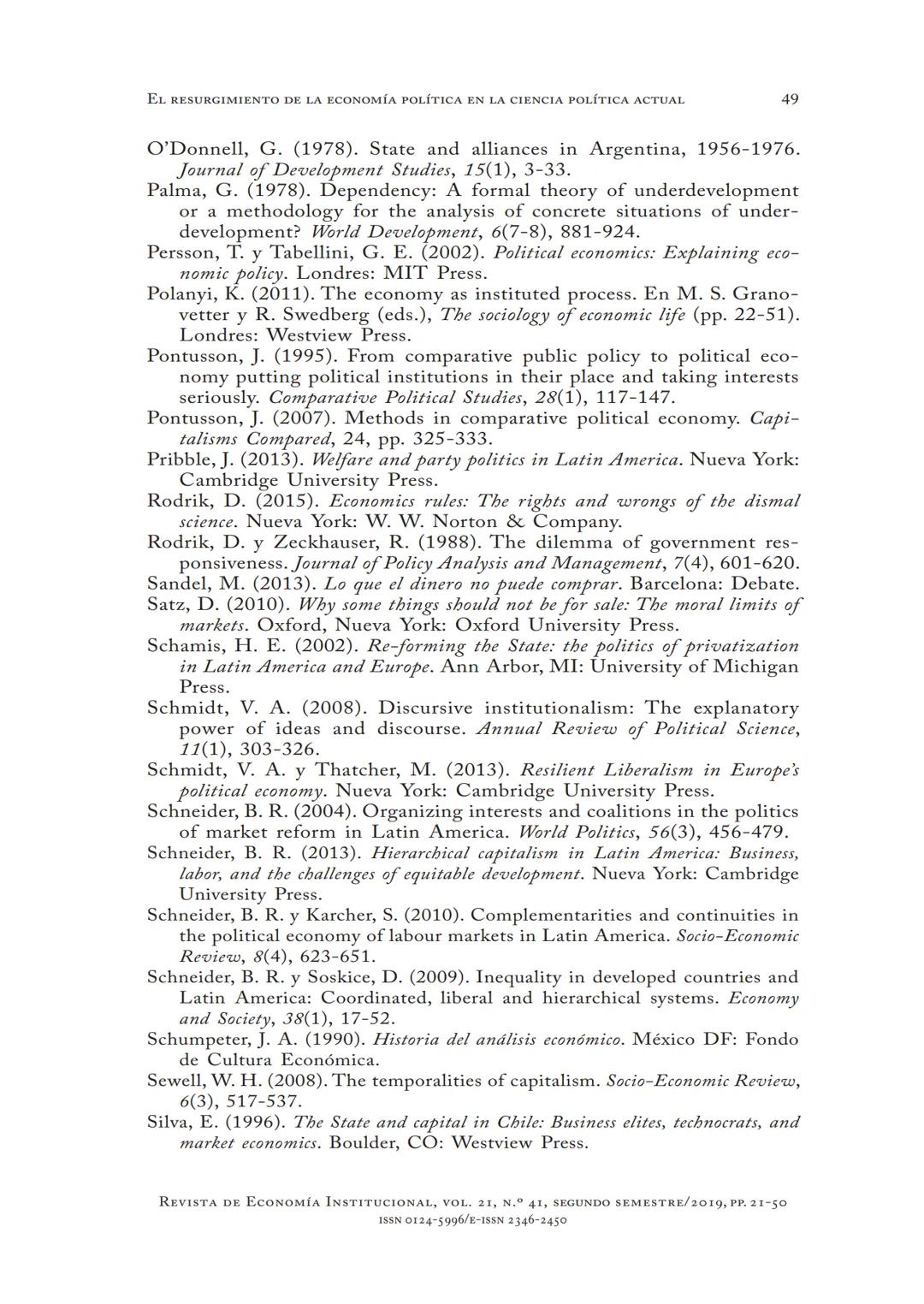 # EL RESURGIMIENTO
DE LA ECONOMÍA POLÍTICA
EN LA CIENCIA
POLÍTICA ACTUAL
Aldo Madariaga
* DOI: https://doi.org/10.18601/01245996.v21n41.02