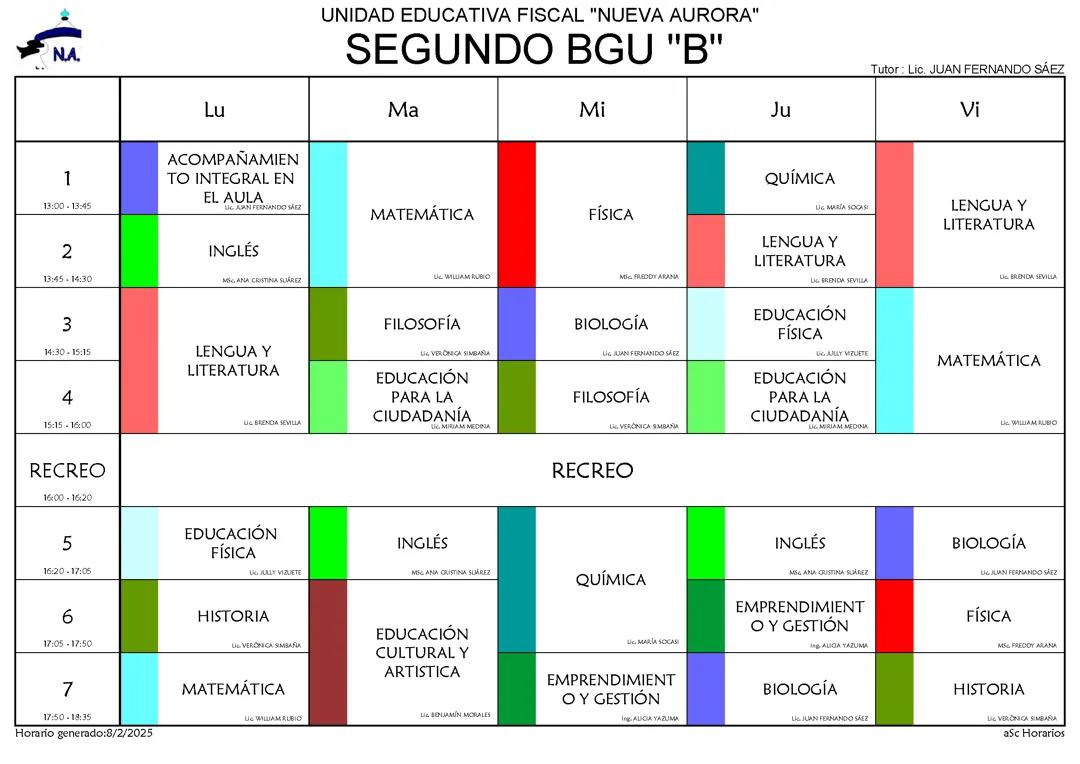 Horario de clase