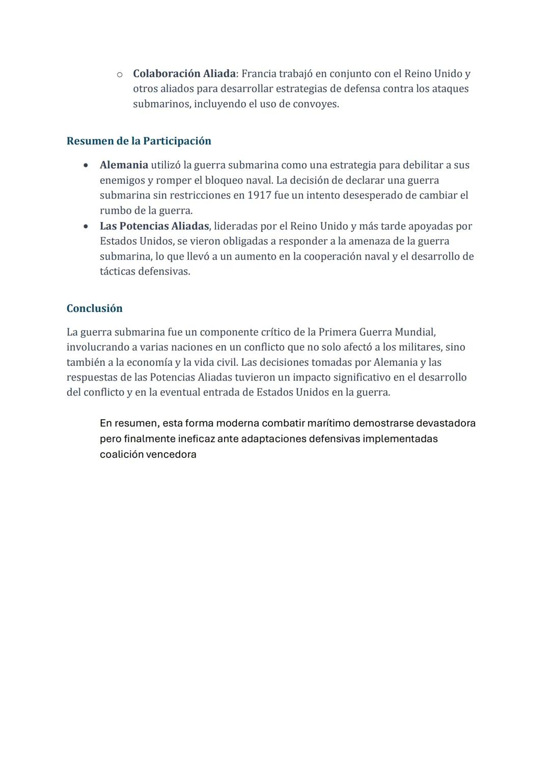 # Guerra Submarina en la Primera Guerra Mundial
La guerra submarina durante la Primera Guerra Mundial fue una estrategia naval crucial
util