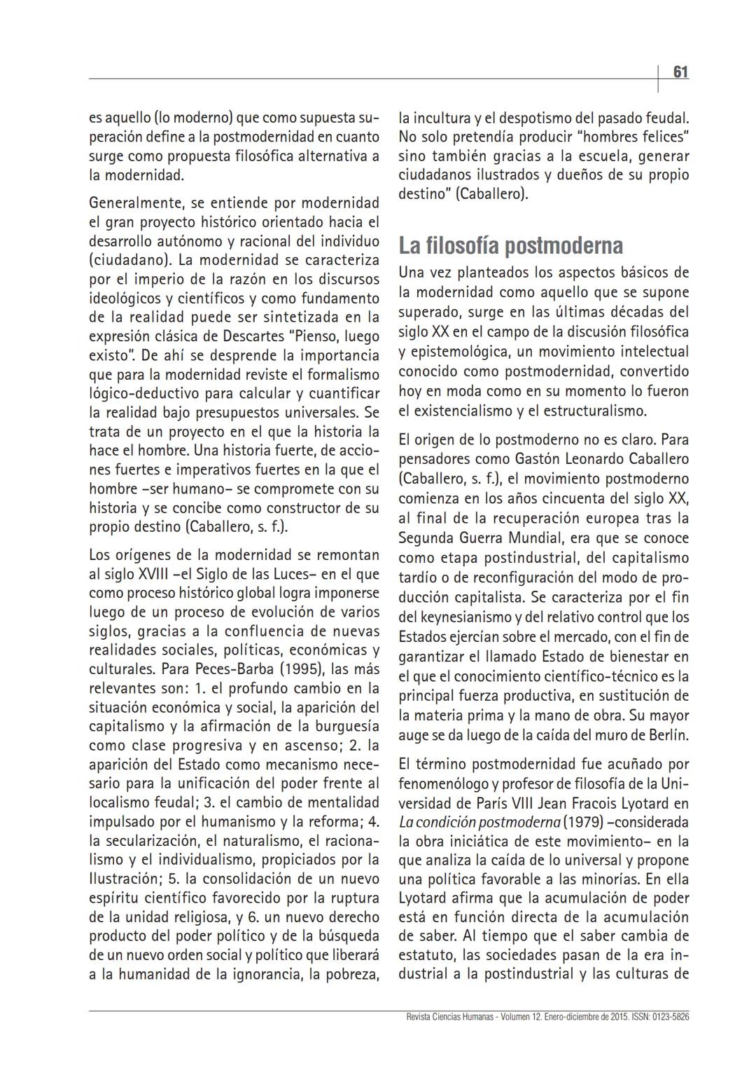 # La filosofía posmoderna:
¿el fin de los universales?
Francisco Javier Gutiérrez Suárez¹
Universidad Carlos III de Madrid, España
Recibid