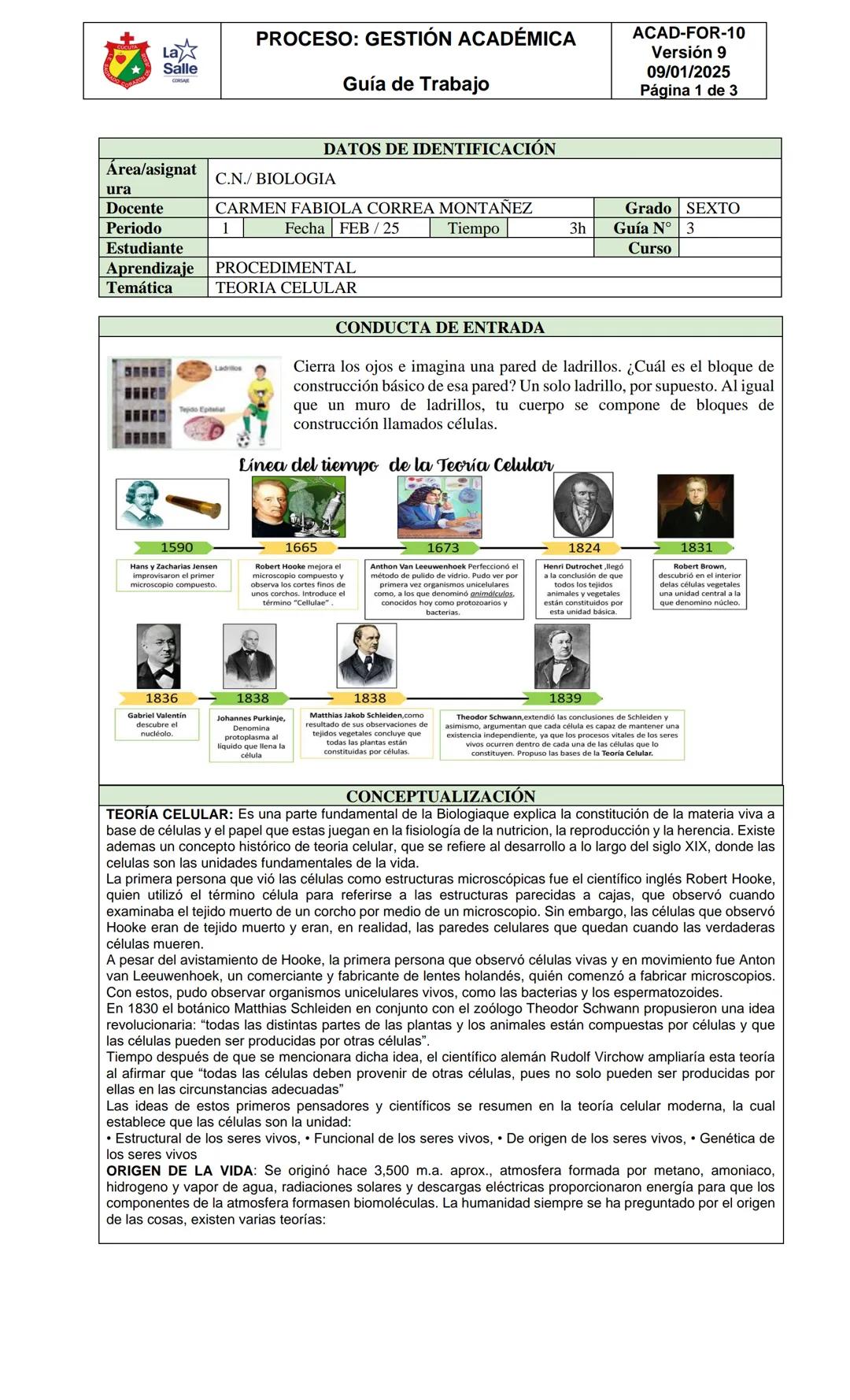 # PROCESO: GESTIÓN ACADÉMICA
ACAD-FOR-10
Versión 9
09/01/2025
Página 1 de 3
Guía de Trabajo
## DATOS DE IDENTIFICACIÓN
| Área/asignatura