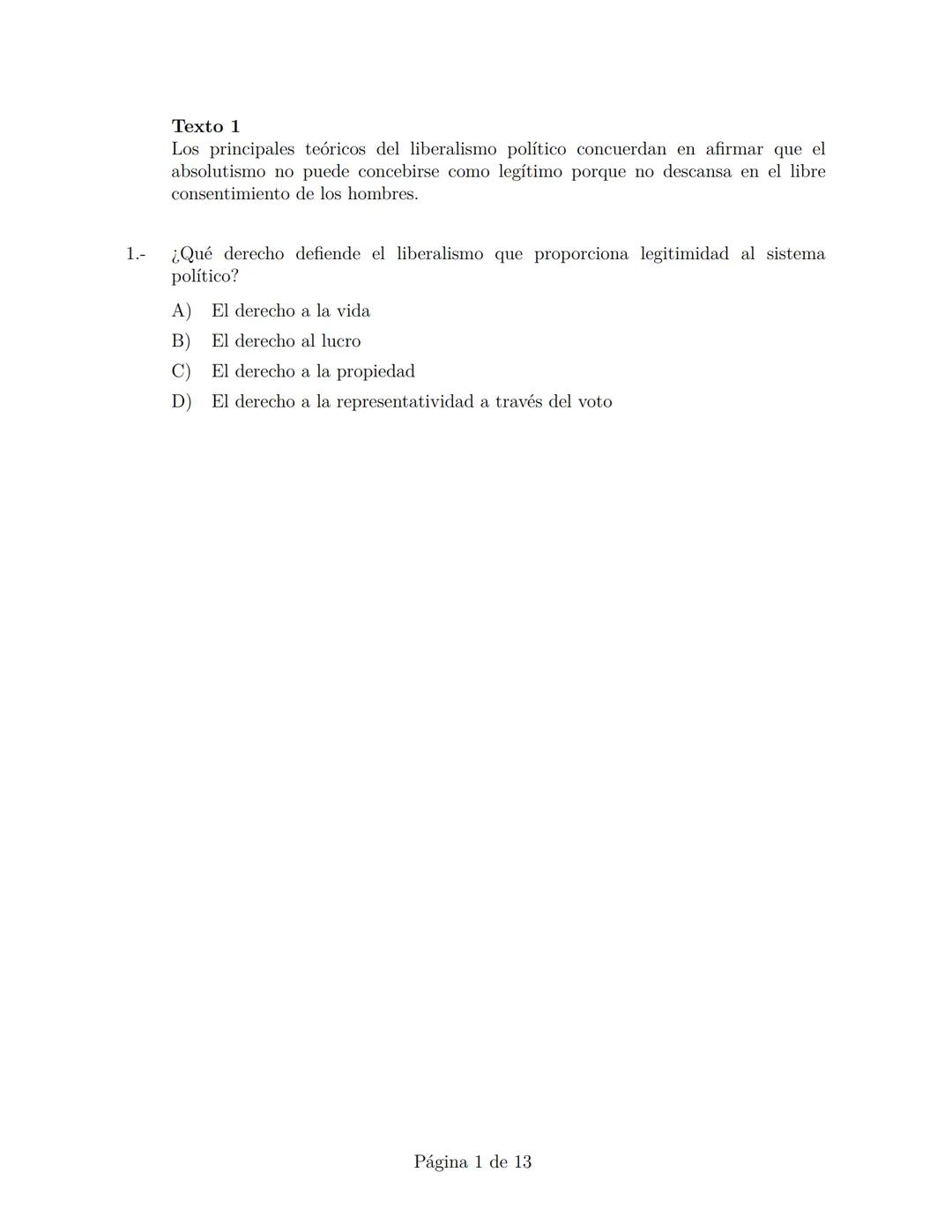 # Sociales y ciudadanas
forma: 1437843 Texto 1
Los principales teóricos del liberalismo político concuerdan en afirmar que el
absolutismo no