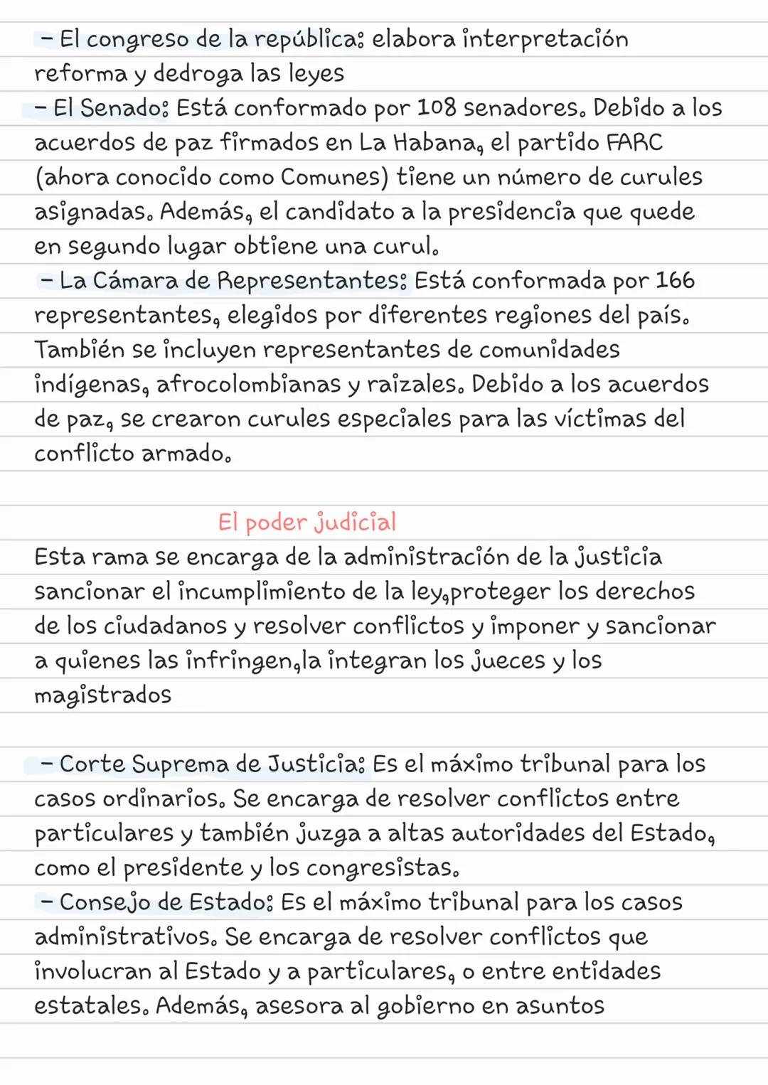 --- OCR Start ---
Ramas del Poder Y el gobierno de Colombia
-Página 265 resumen
El gobierno
El gobierno tiene una forma especifica de organi
