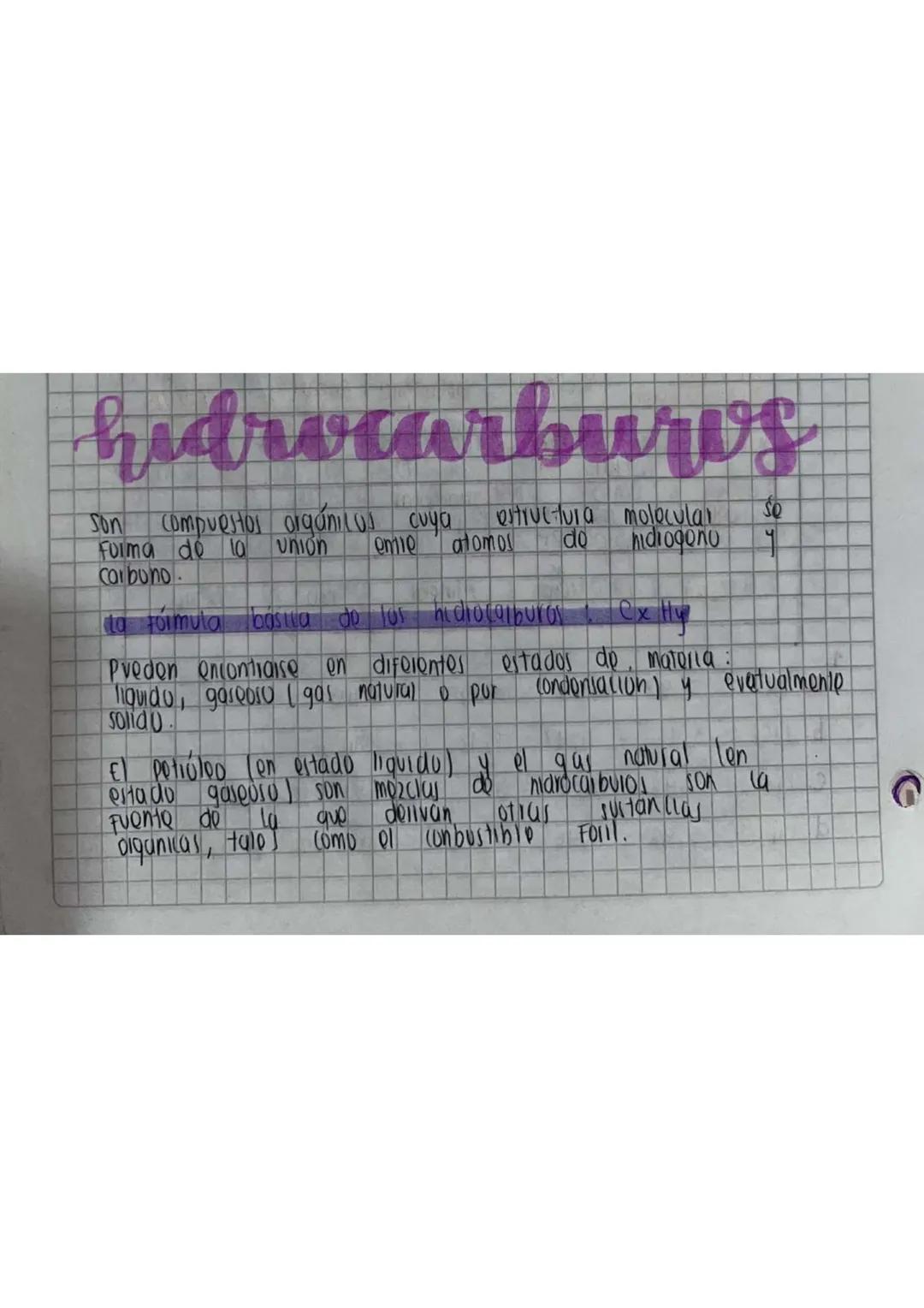 hidrocarbures
son compuestos orgánicos cuya estructura molecular se
Fuima do la unión emio atomos do hidrogeno y
carbuno
ta fórmula básica