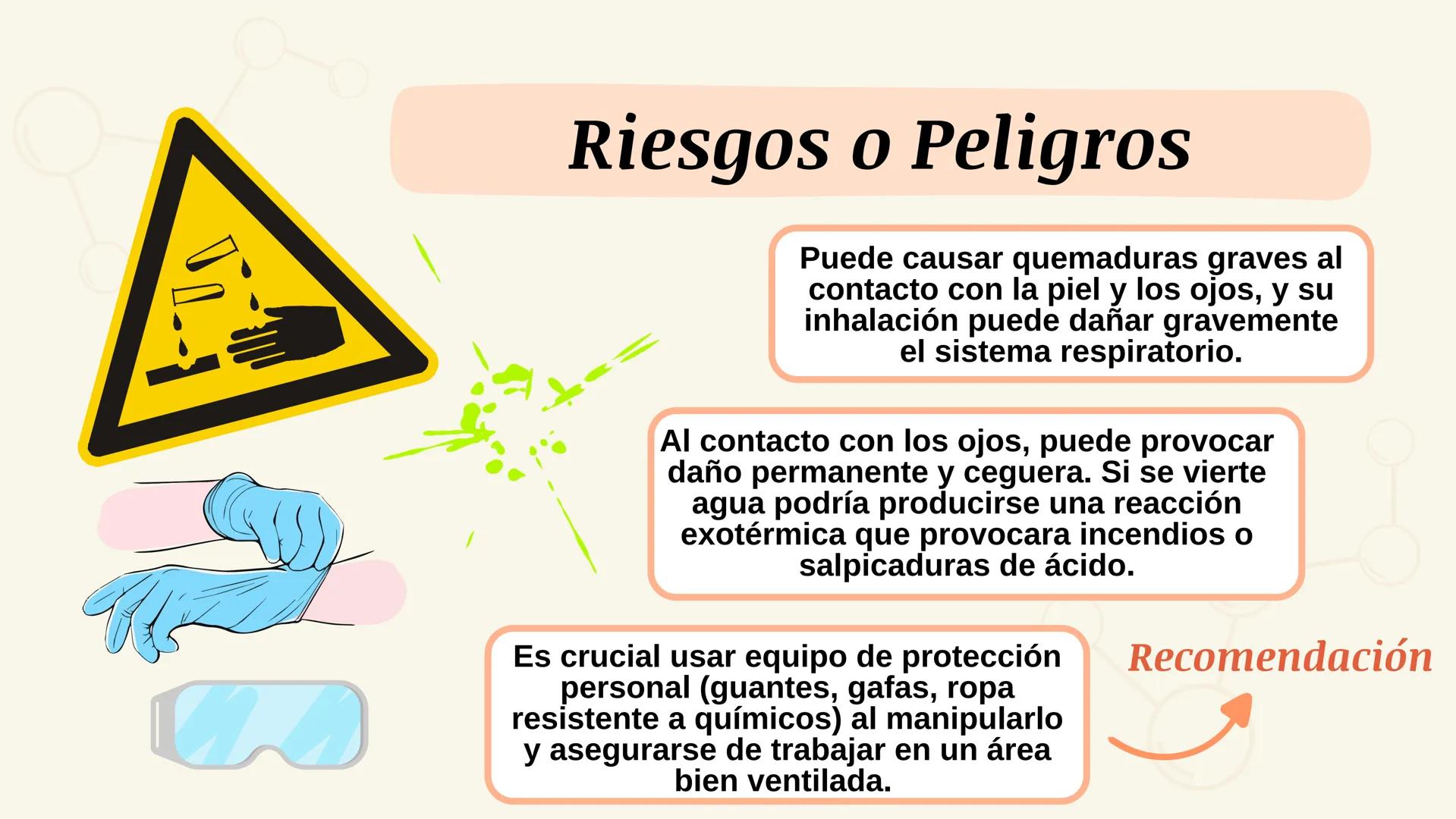 # ÁCIDO SULFÚRICO
$H_2SO_4$ # Contenido:
¿Qué es el ácido Sulfúrico?
Fórmula Molecular
¿Por qué se considera un ácido/base?
Riesgos o Pelig