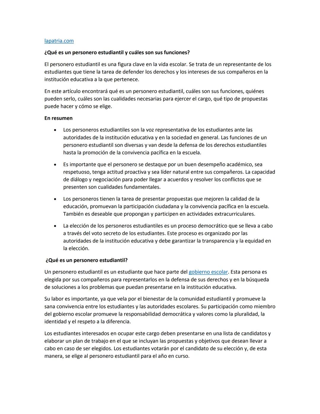 lapatria.com
¿Qué es un personero estudiantil y cuáles son sus funciones?
El personero estudiantil es una figura clave en la vida escolar.