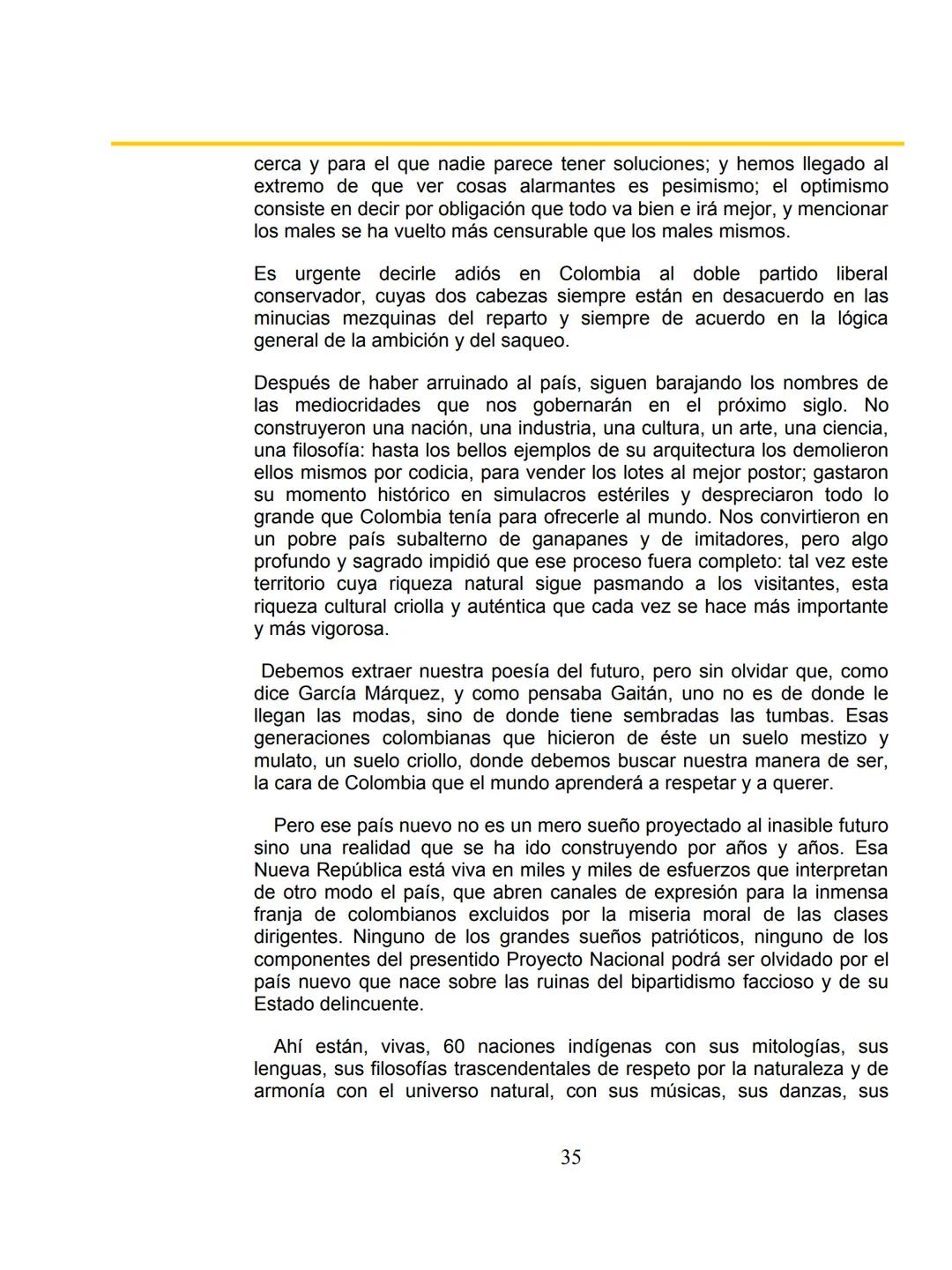 # COLOMBΙΑ:
EL
PROYECTO
NACIONAL Y
LA FRANJA AMARILLA
Por William Ospina
1 # William Ospina
William Ospina (Padua, Tolima, 1954), poeta,