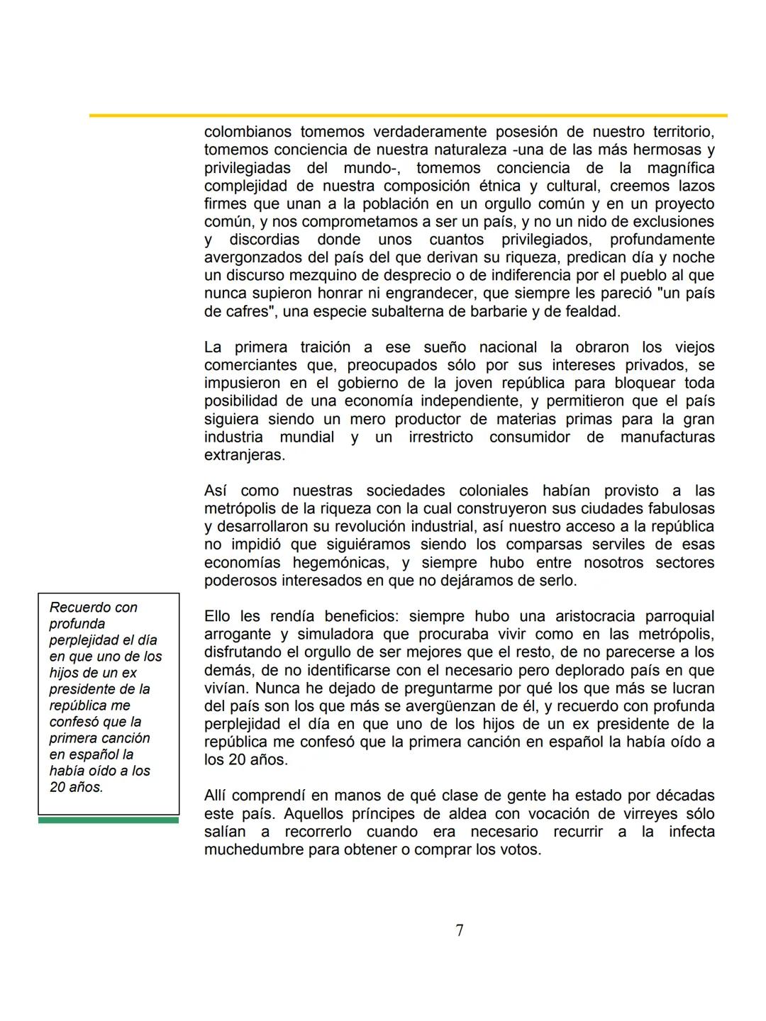 # COLOMBΙΑ:
EL
PROYECTO
NACIONAL Y
LA FRANJA AMARILLA
Por William Ospina
1 # William Ospina
William Ospina (Padua, Tolima, 1954), poeta,
