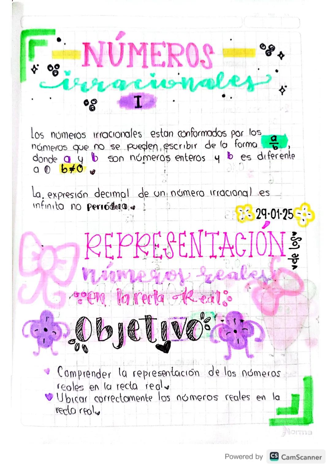 --- OCR Start ---
NÚMEROS
・R・E・A・L・E・S
Objetivo
1. Reconocer los números reales.
2. Comprender y aplicar las propiedades
de los números real