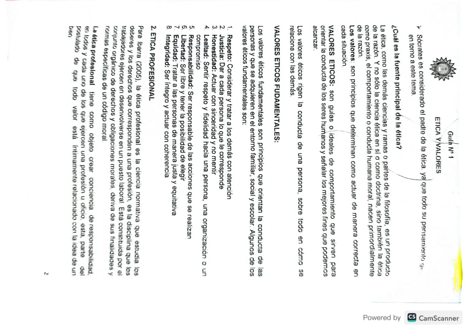 Guía Nº 1
ETICA Y VALORES
GUIA: Ética y Valores
Fecha: 01 de Marzo 2025
Tema: ETICA Y VALORES: CONCEPTO, FUNDADORES, VALORES ETICOS
FUND