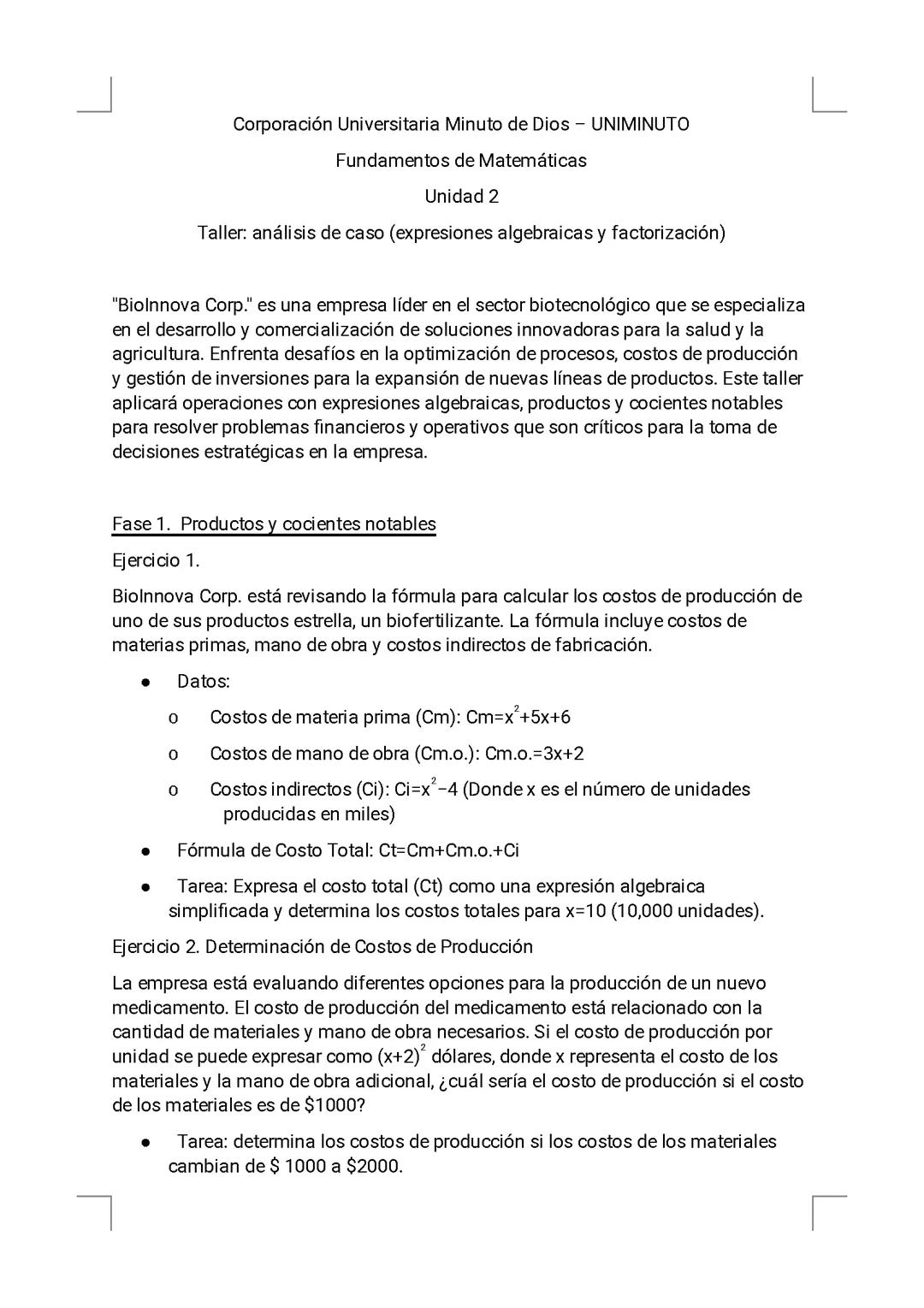 Analisis de caso (expresiones algebraicas y factorizacion)