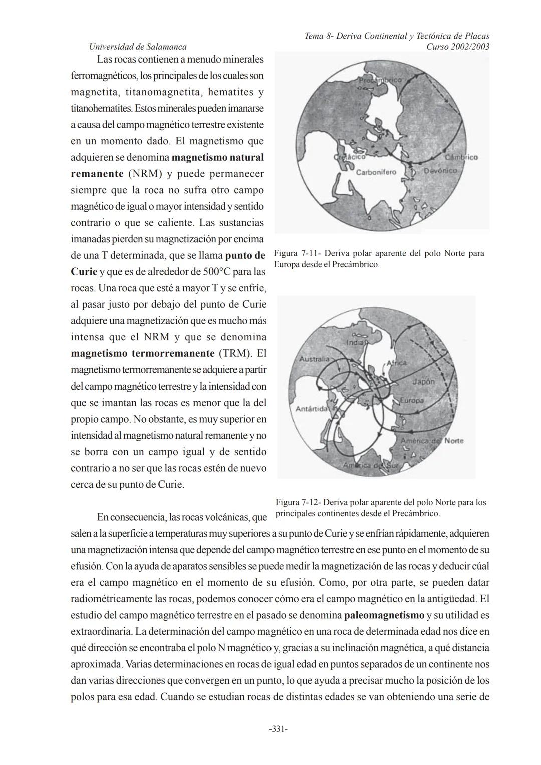Universidad de Salamanca
Tema 8- Deriva Continental y Tectónica de Placas
Curso 2002/2003
8.-DERIVA CONTINENTAL Y TECTÓNICA
DE PLACAS
8.1