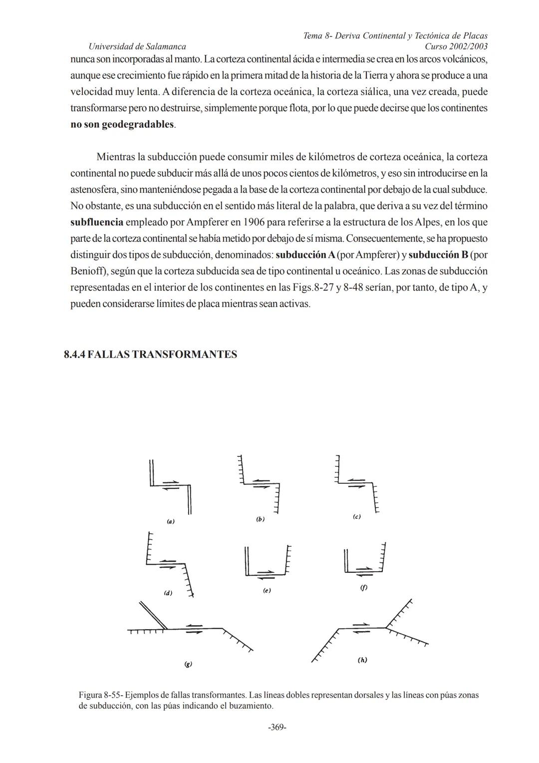 Universidad de Salamanca
Tema 8- Deriva Continental y Tectónica de Placas
Curso 2002/2003
8.-DERIVA CONTINENTAL Y TECTÓNICA
DE PLACAS
8.1