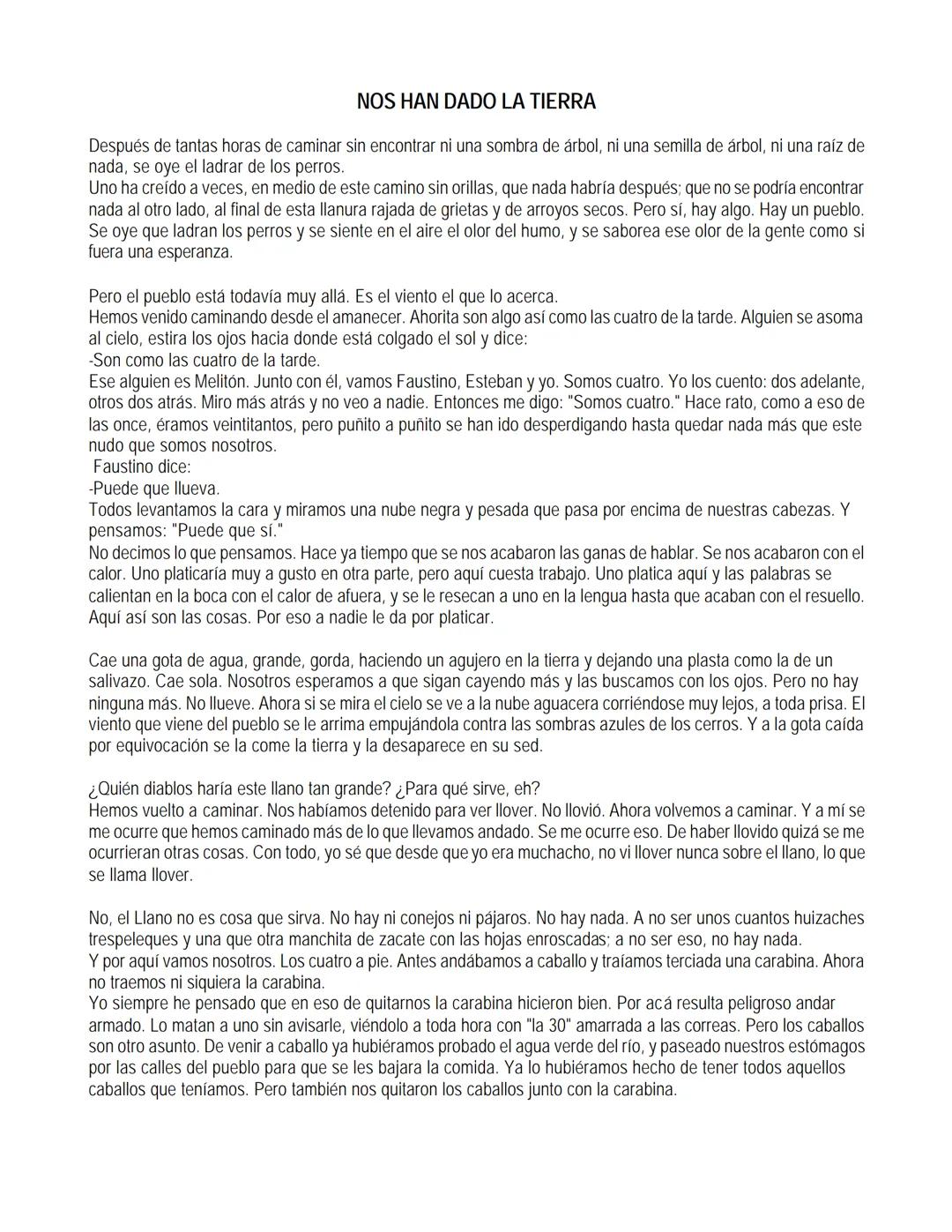 EL LLANO EN LLAMAS
Juan Rulfo --- OCR Start ---
Vuelvo hacia todos lados y miro el Llano. Tanta y tamaña tierra para nada. Se le resbalan a