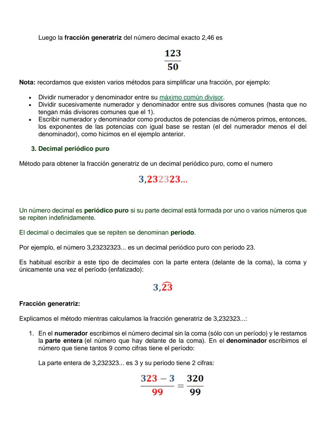 # 1. Introducción
La fracción generatriz de un número decimal es la fracción irreductible que da como resultado dicho
número decimal.
Recor