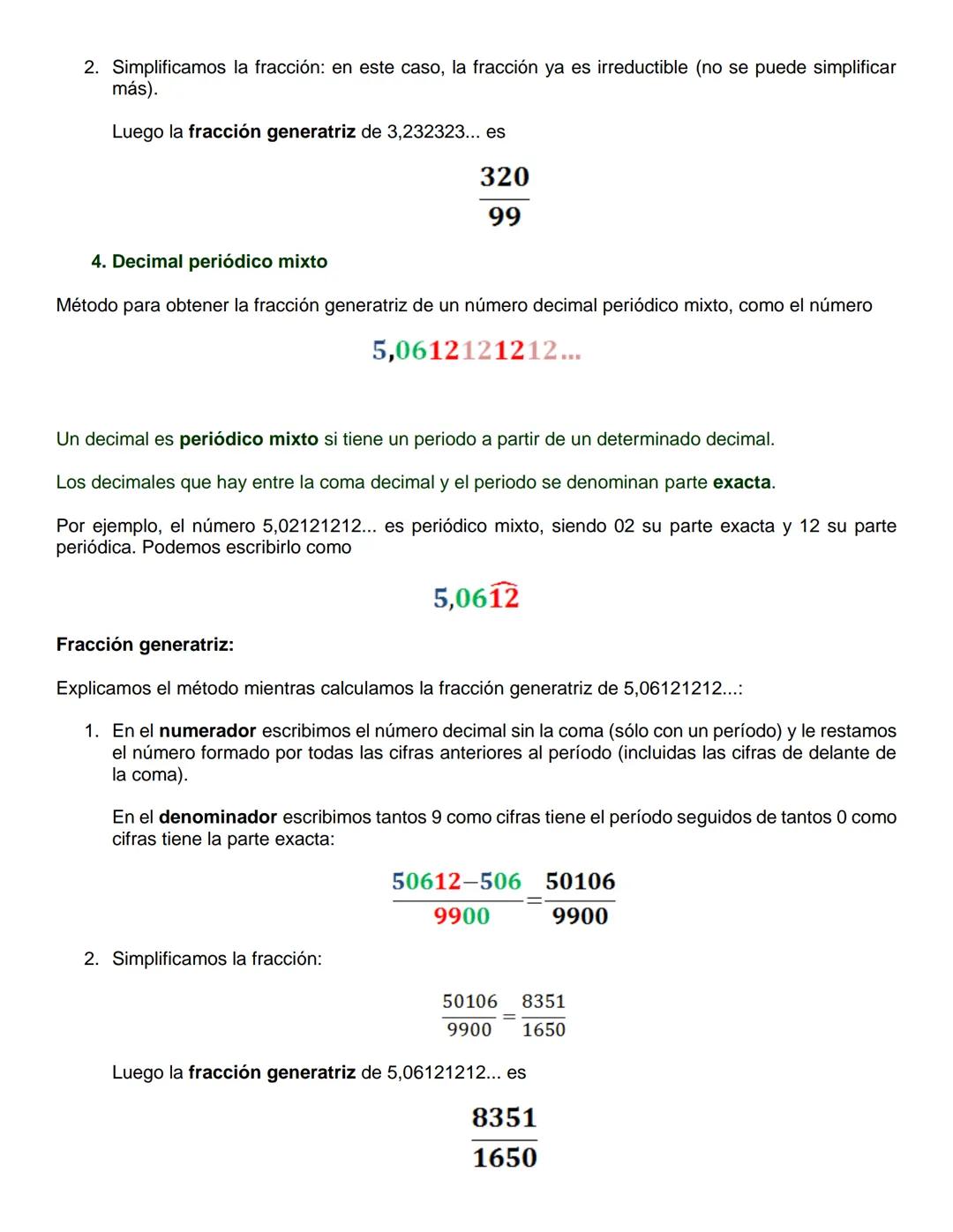 # 1. Introducción
La fracción generatriz de un número decimal es la fracción irreductible que da como resultado dicho
número decimal.
Recor