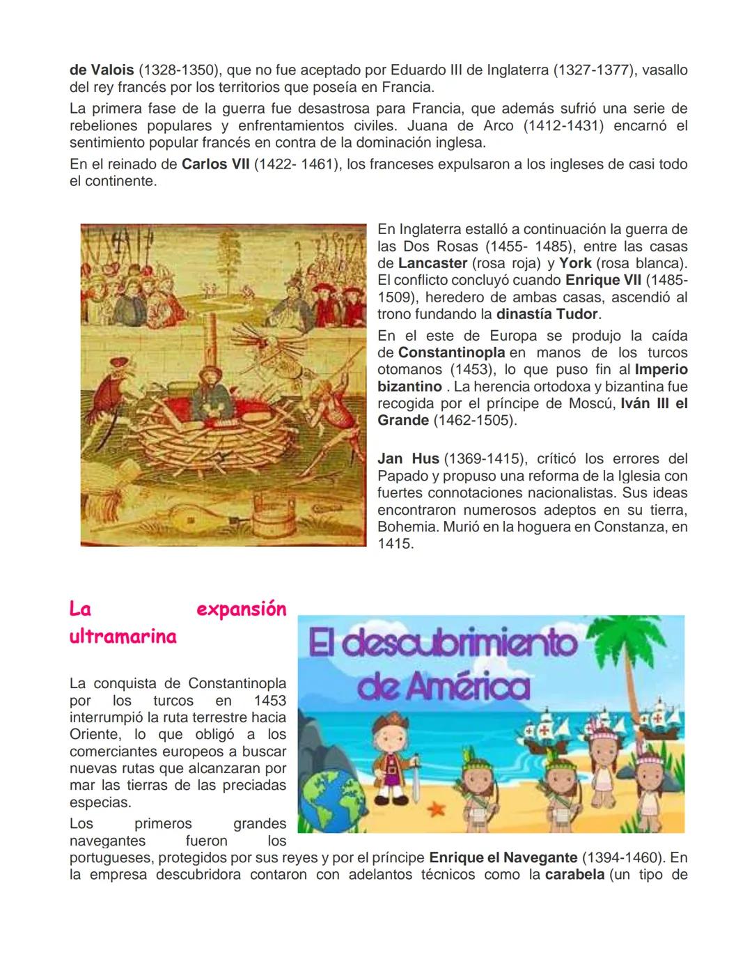 # El fin de la edad media
Durante el siglo XIV Europa se vio asolada por una serie de guerras, epidemias y hambres
que provocaron una profu