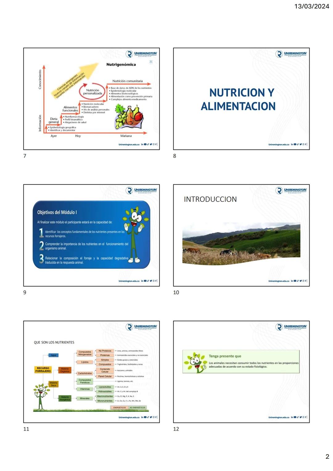 1
3
२
UNIREMINGTON
CORPORACIÓN UNIVERSITARIA REMINGTON
RES. 2661 MEN JUNIO 21 DE 1996
UNIREMINGTON
2
13/03/2024
UNIREMINGTON
• Nutrigen