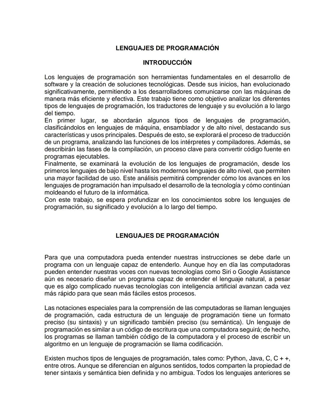--- OCR Start ---
INTRODUCCIÓN A LAS COMPUTADORAS Y A LOS LENGUAJES DE
PROGRAMACIÓN
INTRODUCCIÓN
La computadora es un dispositivo electrónic