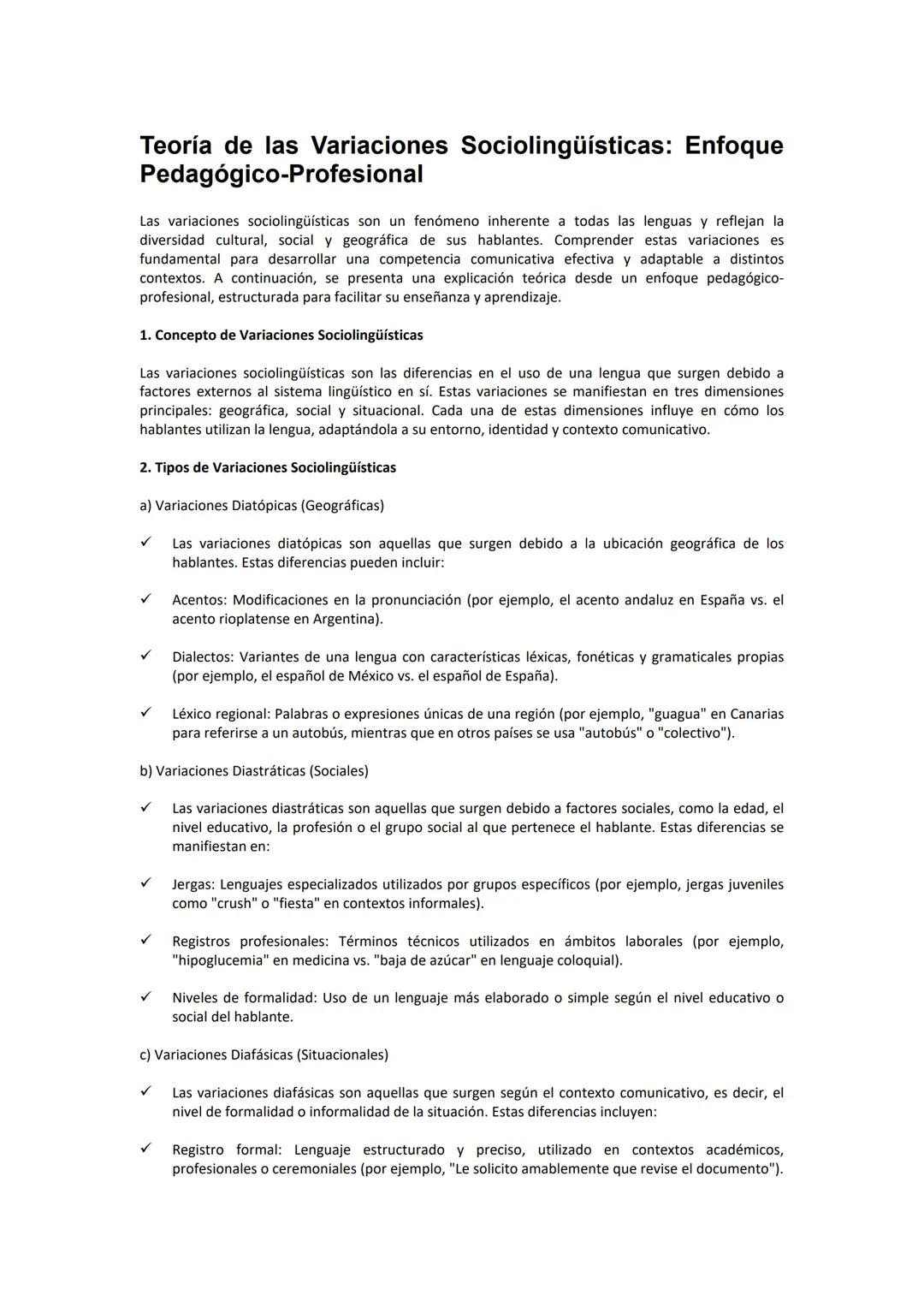 # Teoría de las Variaciones Sociolingüísticas: Enfoque
Pedagógico-Profesional
Las variaciones sociolingüísticas son un fenómeno inherente a