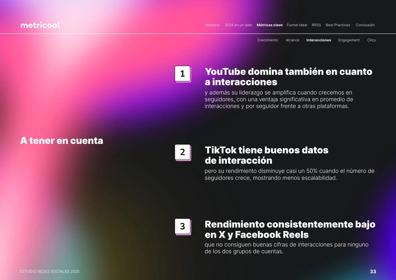 Estudio
REDES
SOCIALES
2025
metriccool metricool
¡Hola!
Somos
Metricool.
La herramienta que te ayuda a
planificar, publicar y medir tu
cont