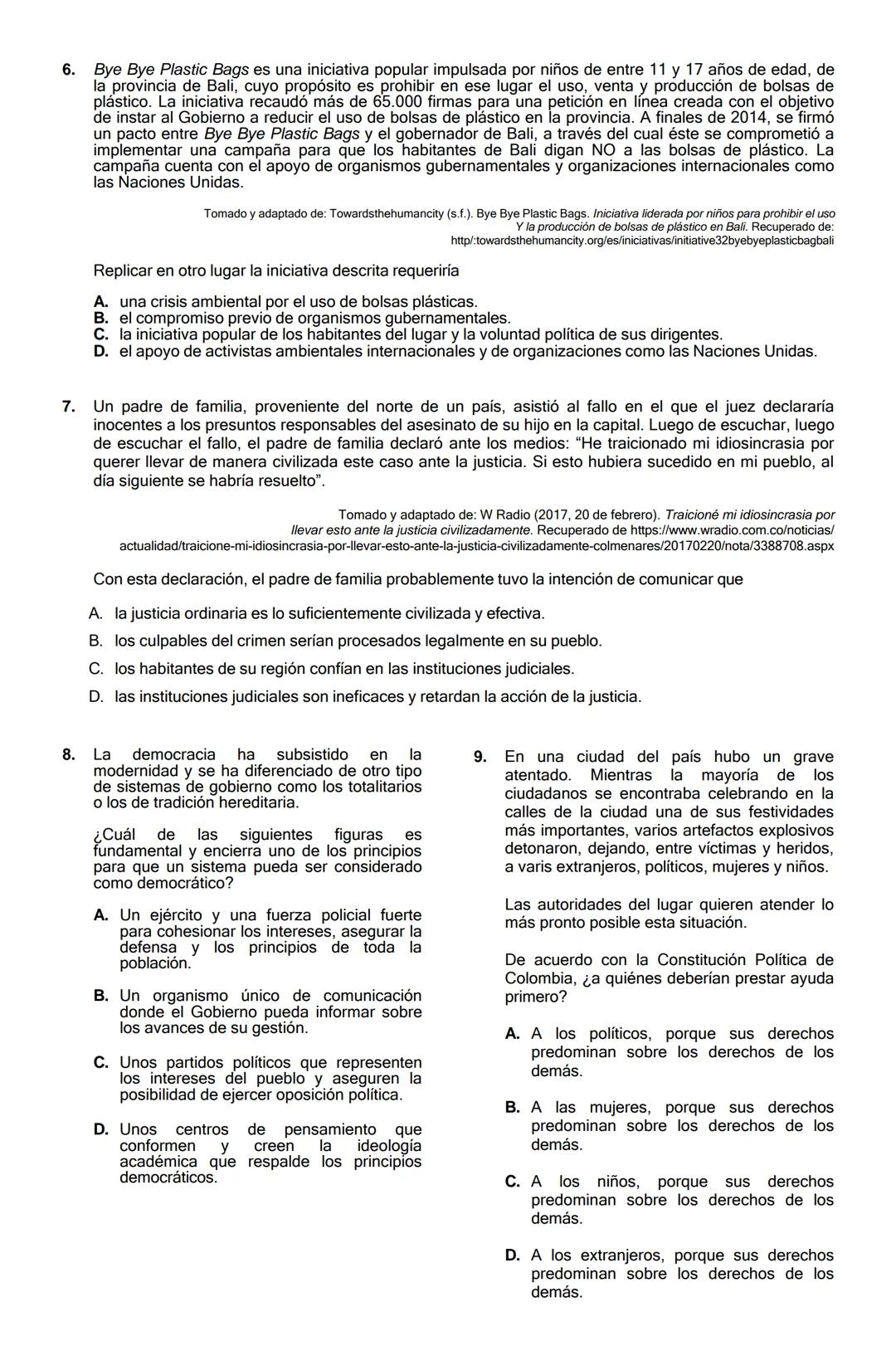 GUIA DE REFUERZO TIPO ICFES.
ASIGNATURAS: LECTURA CRITICA.
SOCIALES Y CIUDADANAS.
CIENCIAS NATURALES.
INFORMACION IMPORTANTE: No se debe pas
