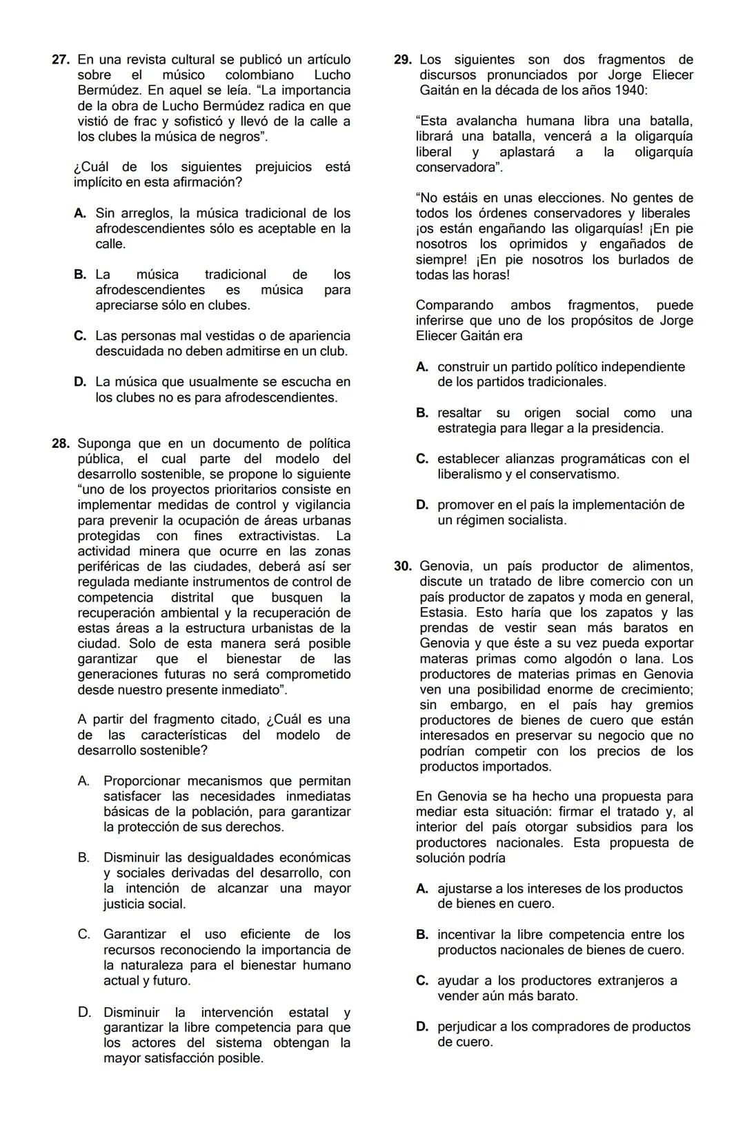 GUIA DE REFUERZO TIPO ICFES.
ASIGNATURAS: LECTURA CRITICA.
SOCIALES Y CIUDADANAS.
CIENCIAS NATURALES.
INFORMACION IMPORTANTE: No se debe pas