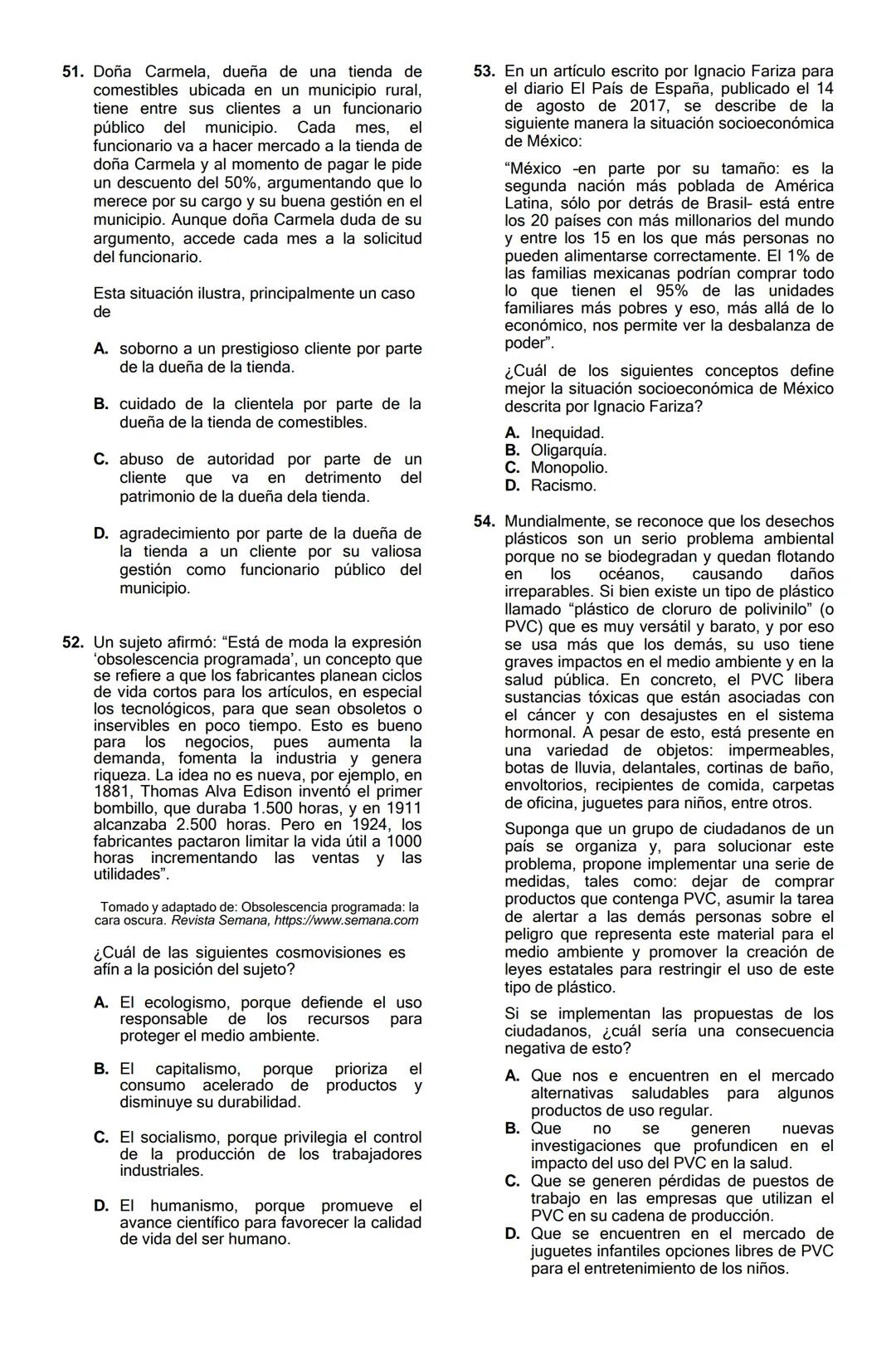 GUIA DE REFUERZO TIPO ICFES.
ASIGNATURAS: LECTURA CRITICA.
SOCIALES Y CIUDADANAS.
CIENCIAS NATURALES.
INFORMACION IMPORTANTE: No se debe pas
