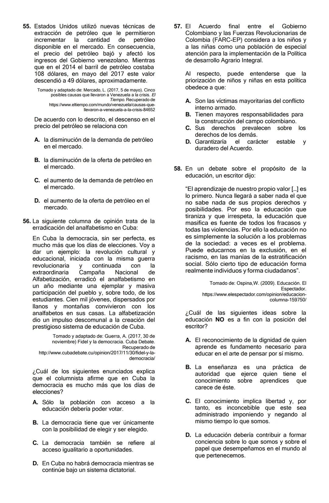 GUIA DE REFUERZO TIPO ICFES.
ASIGNATURAS: LECTURA CRITICA.
SOCIALES Y CIUDADANAS.
CIENCIAS NATURALES.
INFORMACION IMPORTANTE: No se debe pas