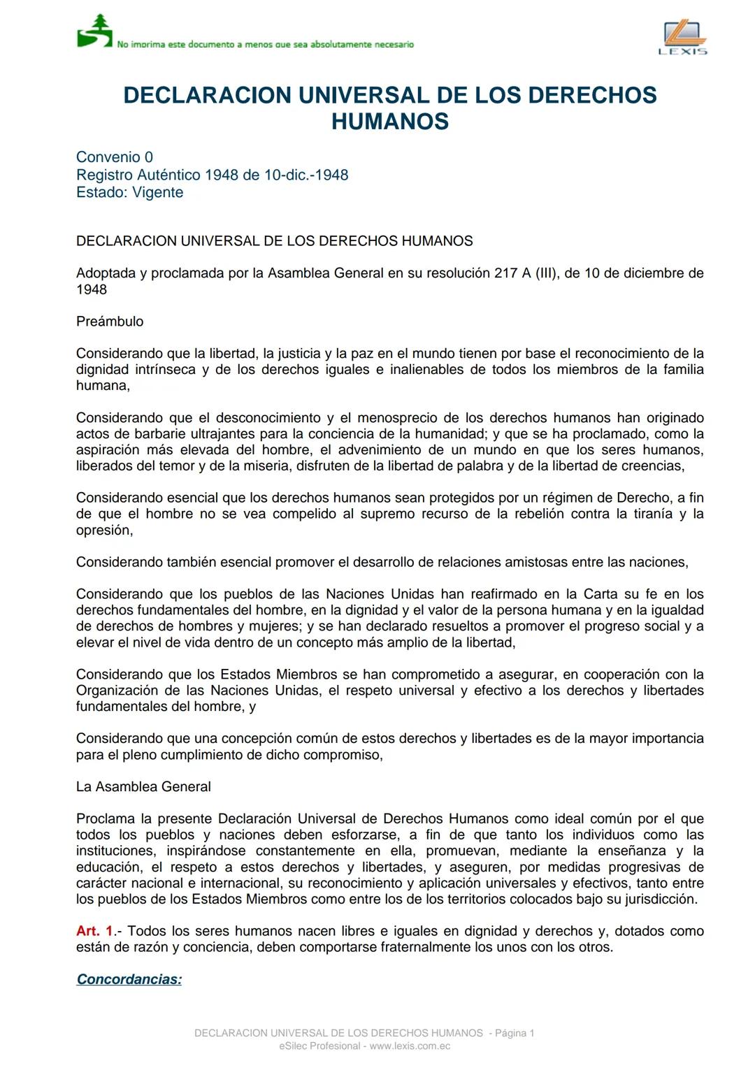 Declaración universal de los derechos humanos
