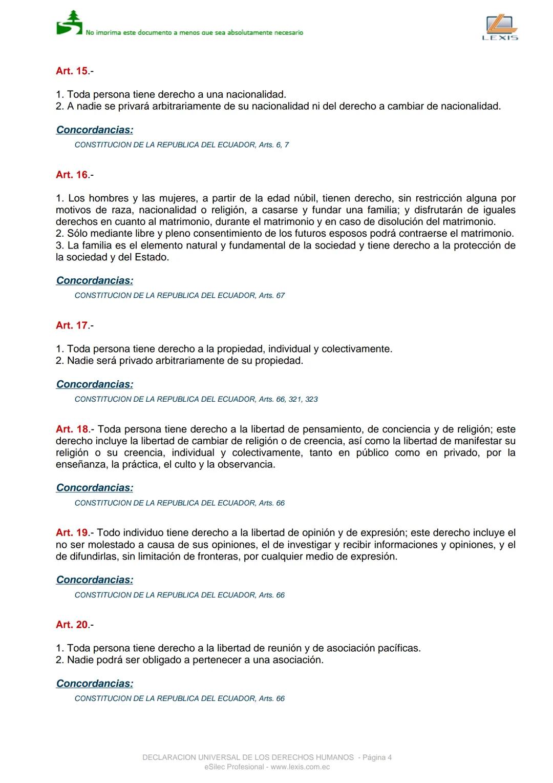 No imorima este documento a menos que sea absolutamente necesario
DECLARACION UNIVERSAL DE LOS DERECHOS
Convenio 0
HUMANOS
Registro Auténti